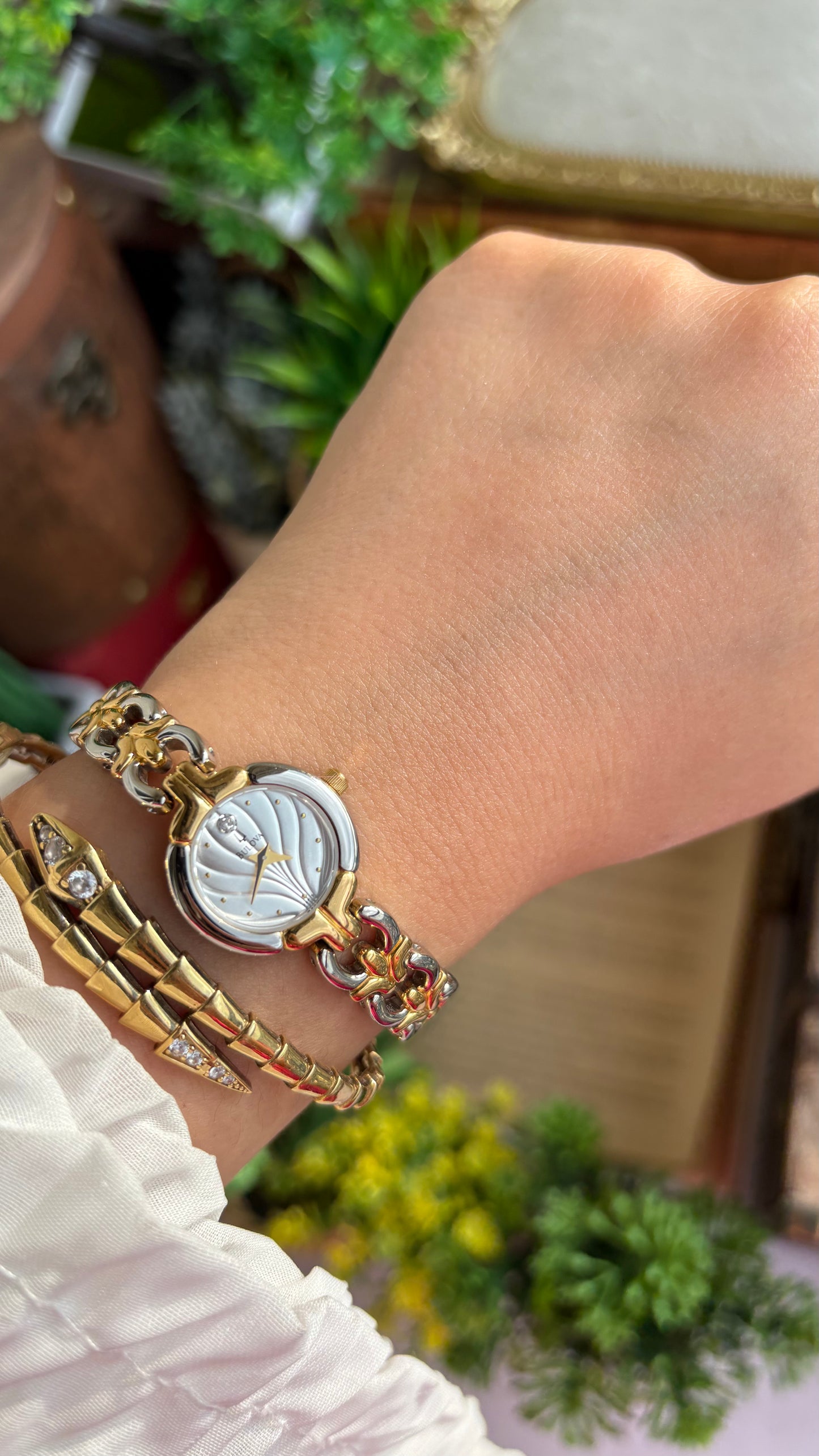 Extremely Rare Vintage Bulova Watch in Two-Tone Beach-Inspired Design