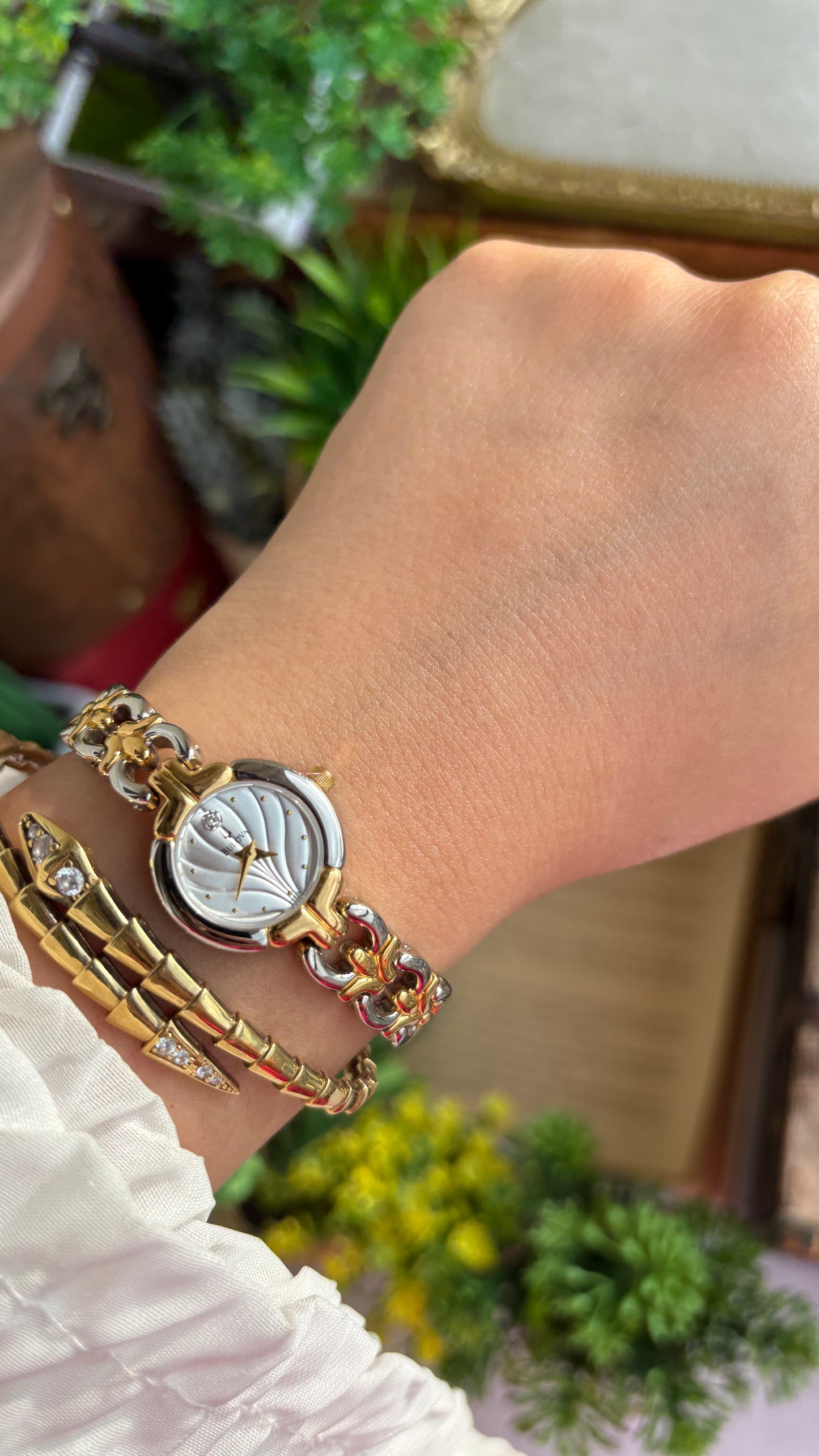 Extremely Rare Vintage Bulova Watch in Two-Tone Beach-Inspired Design