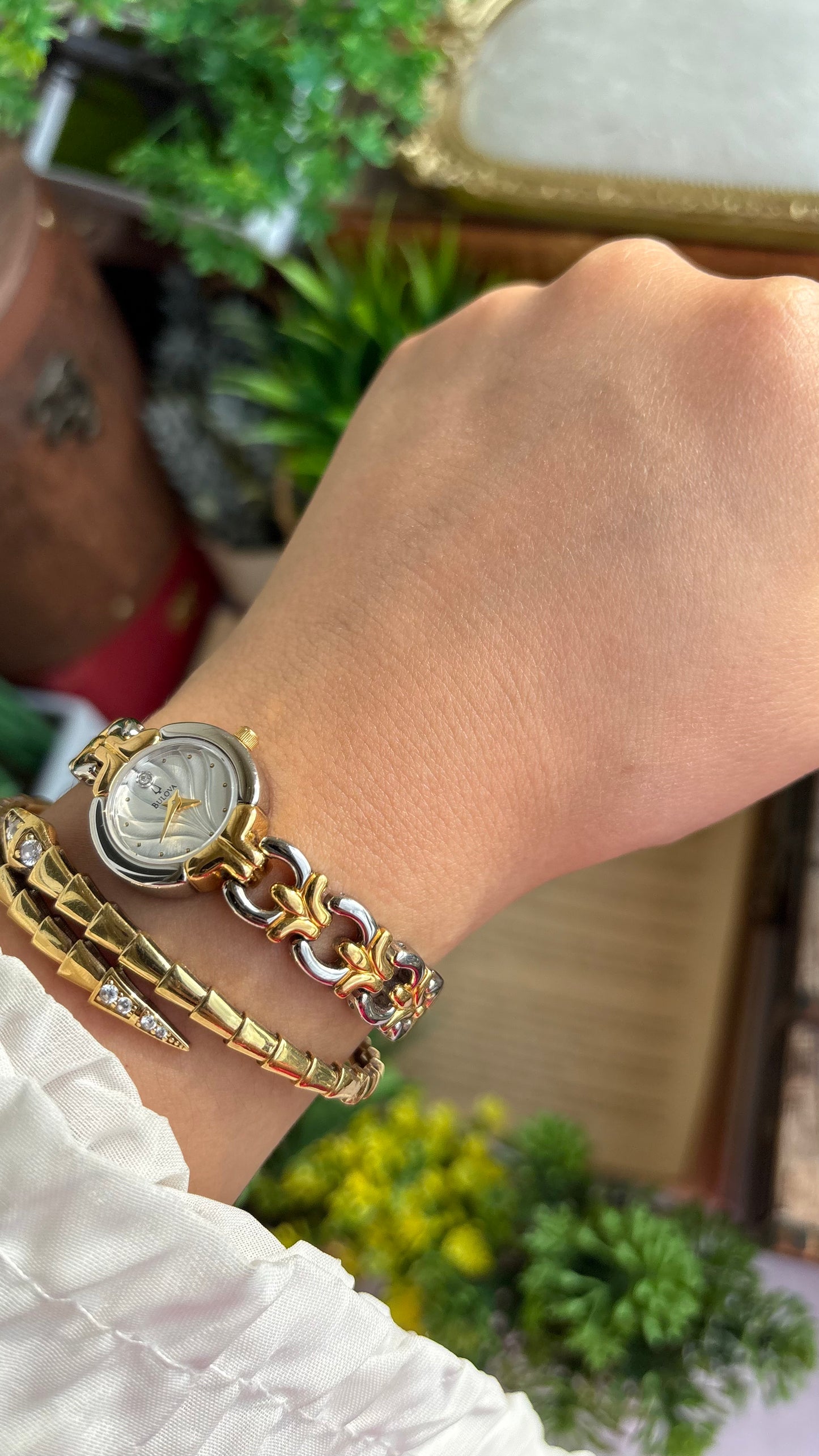 Extremely Rare Vintage Bulova Watch in Two-Tone Beach-Inspired Design