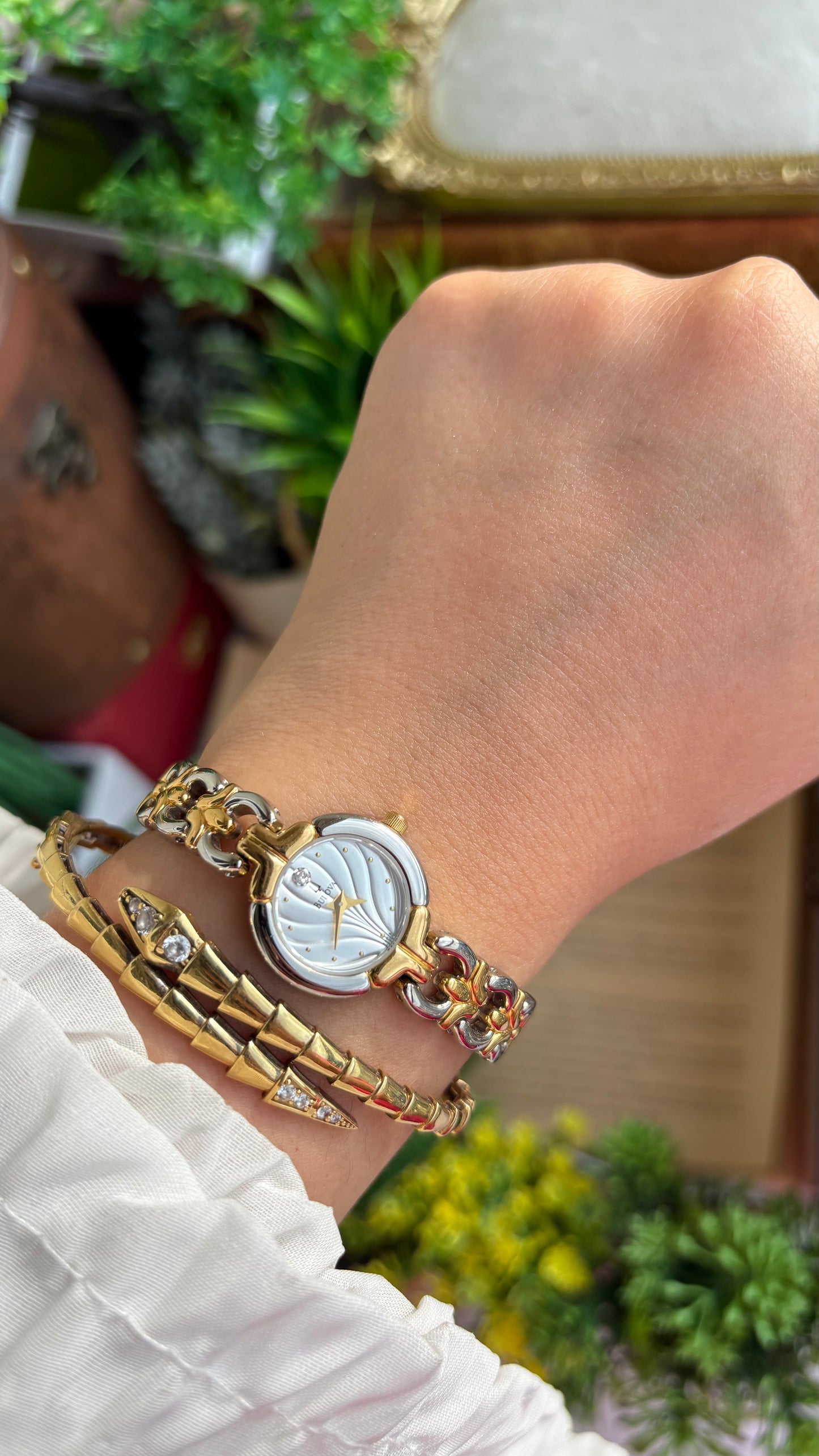 Extremely Rare Vintage Bulova Watch in Two-Tone Beach-Inspired Design