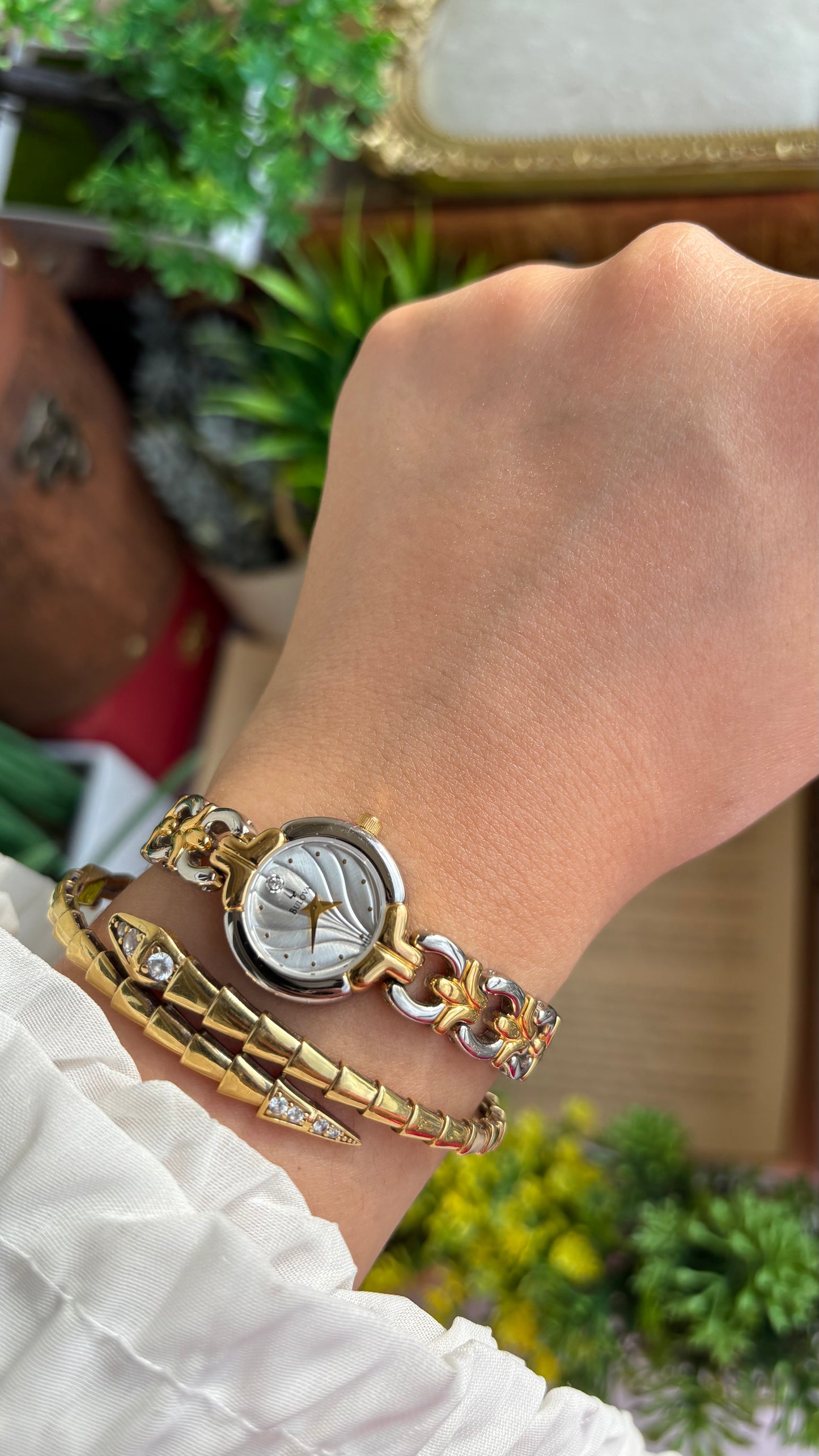 Extremely Rare Vintage Bulova Watch in Two-Tone Beach-Inspired Design