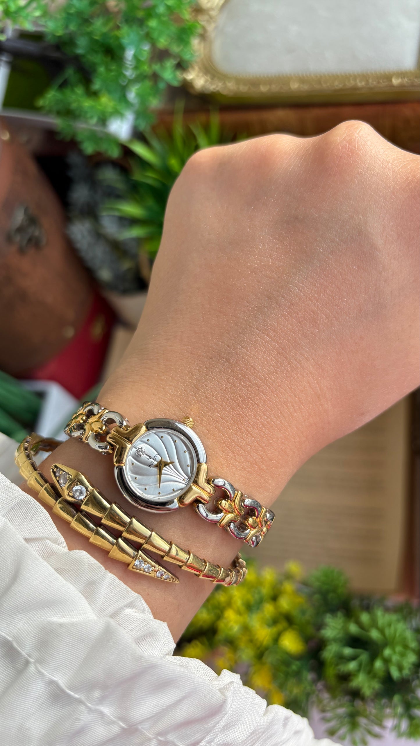 Extremely Rare Vintage Bulova Watch in Two-Tone Beach-Inspired Design