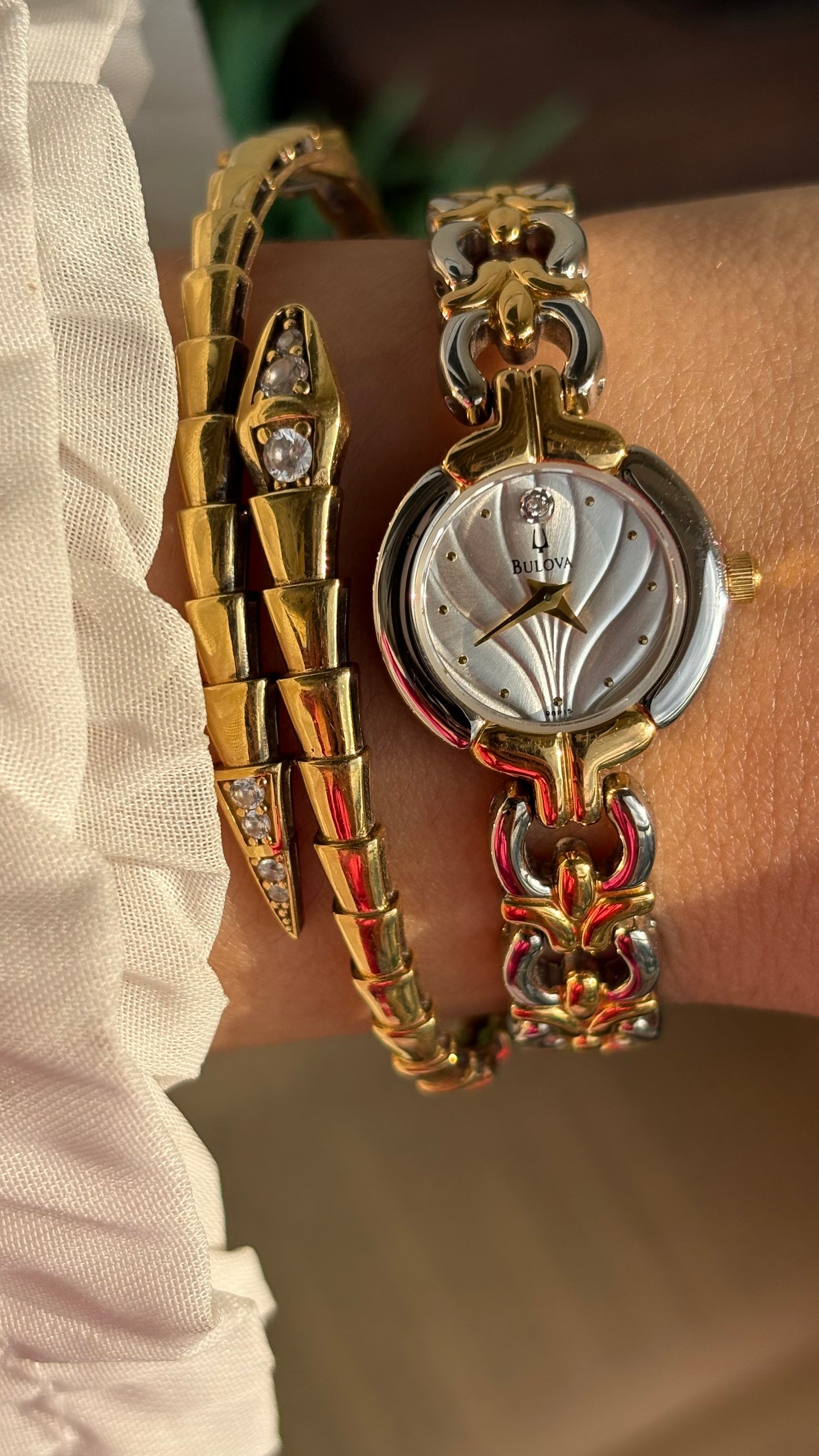 Extremely Rare Vintage Bulova Watch in Two-Tone Beach-Inspired Design