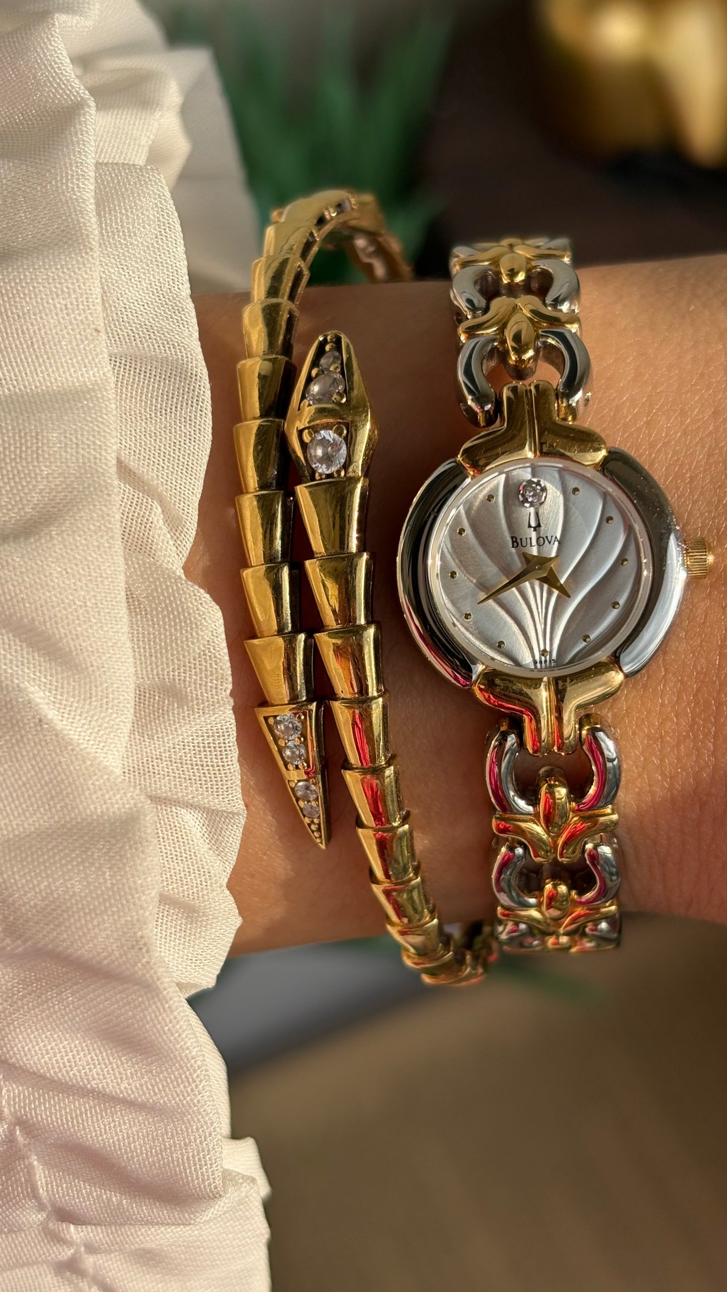 Extremely Rare Vintage Bulova Watch in Two-Tone Beach-Inspired Design