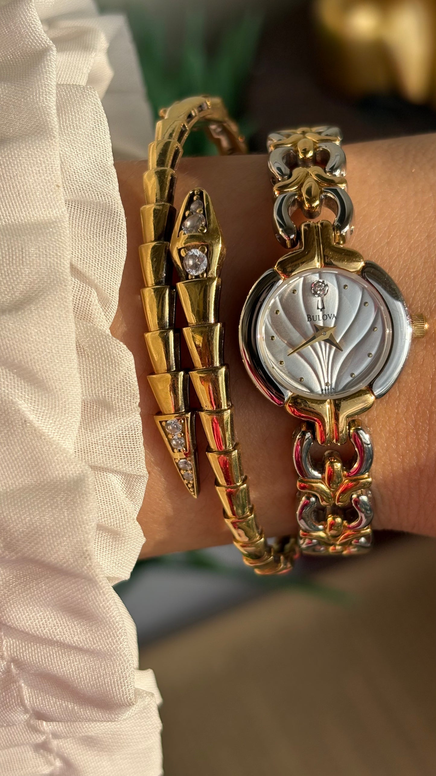 Extremely Rare Vintage Bulova Watch in Two-Tone Beach-Inspired Design