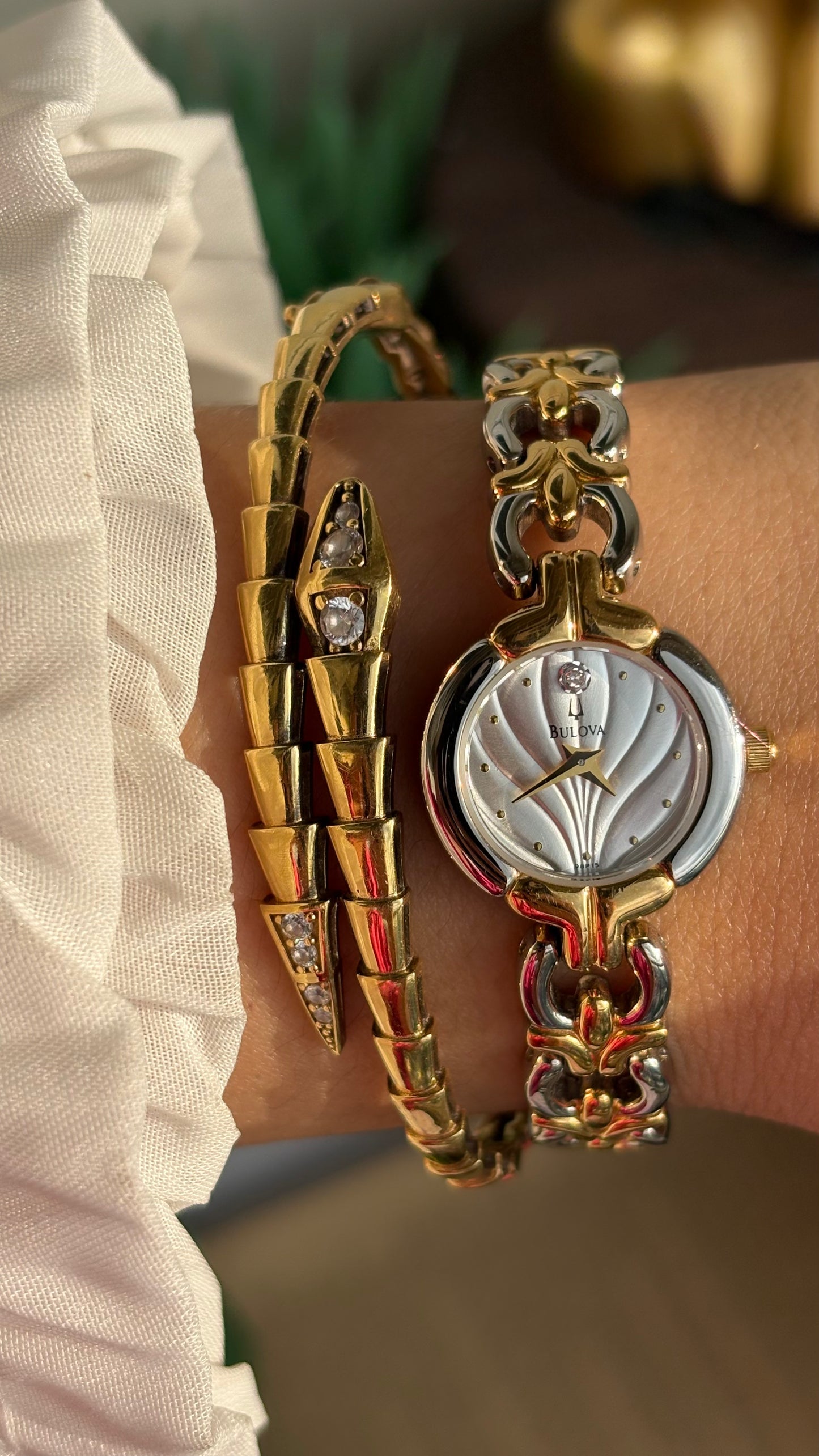 Extremely Rare Vintage Bulova Watch in Two-Tone Beach-Inspired Design