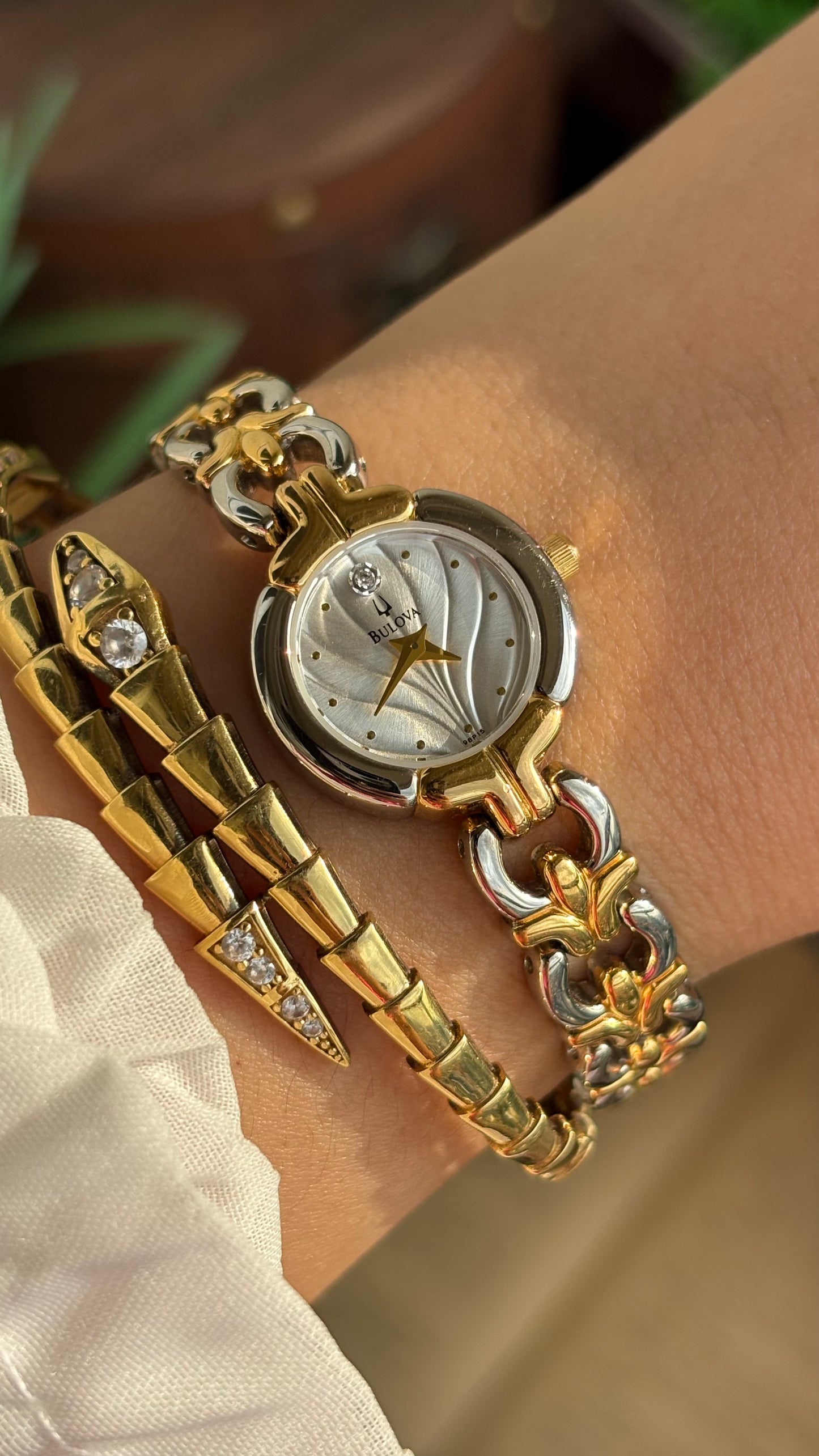 Extremely Rare Vintage Bulova Watch in Two-Tone Beach-Inspired Design