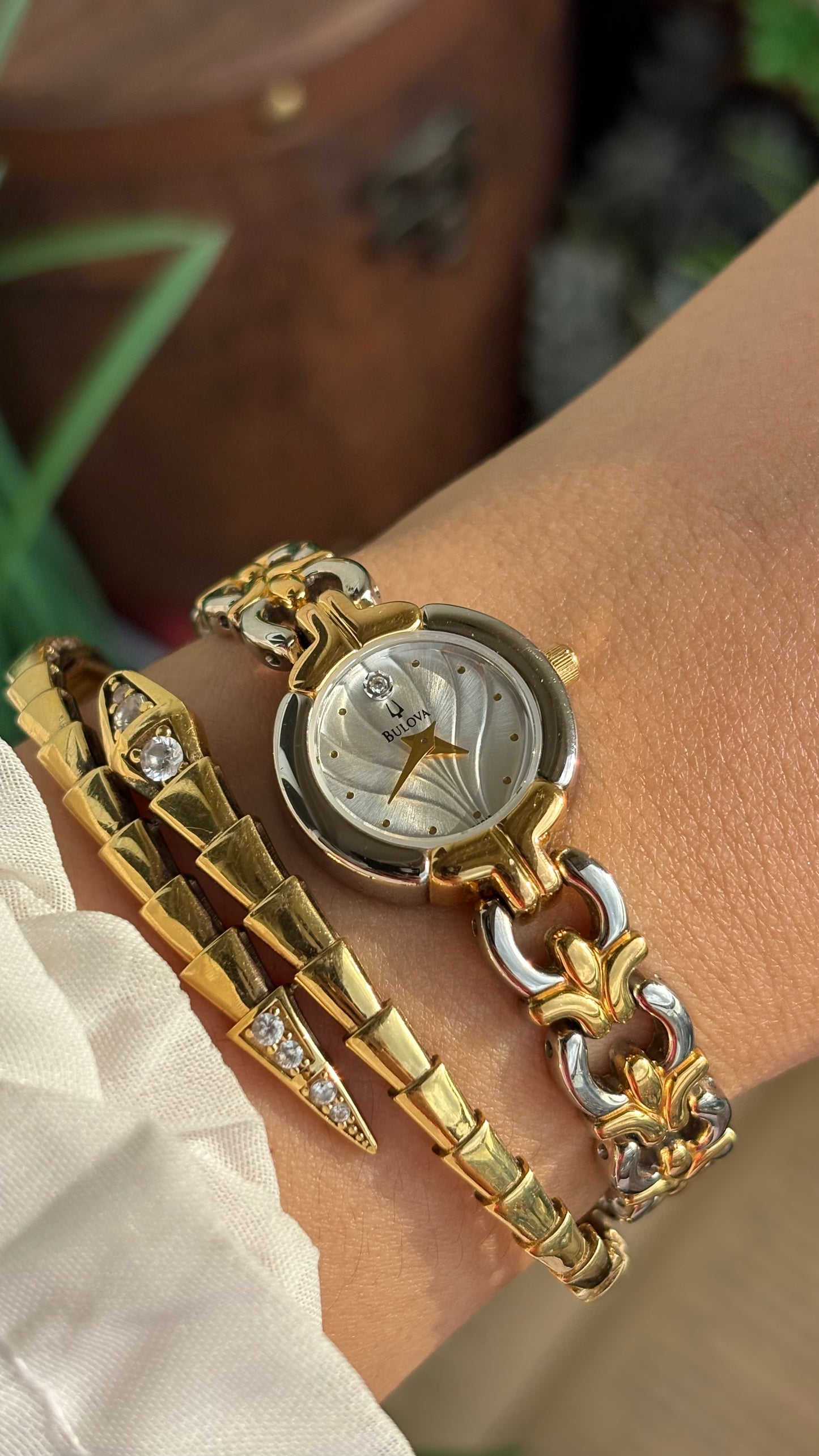 Extremely Rare Vintage Bulova Watch in Two-Tone Beach-Inspired Design