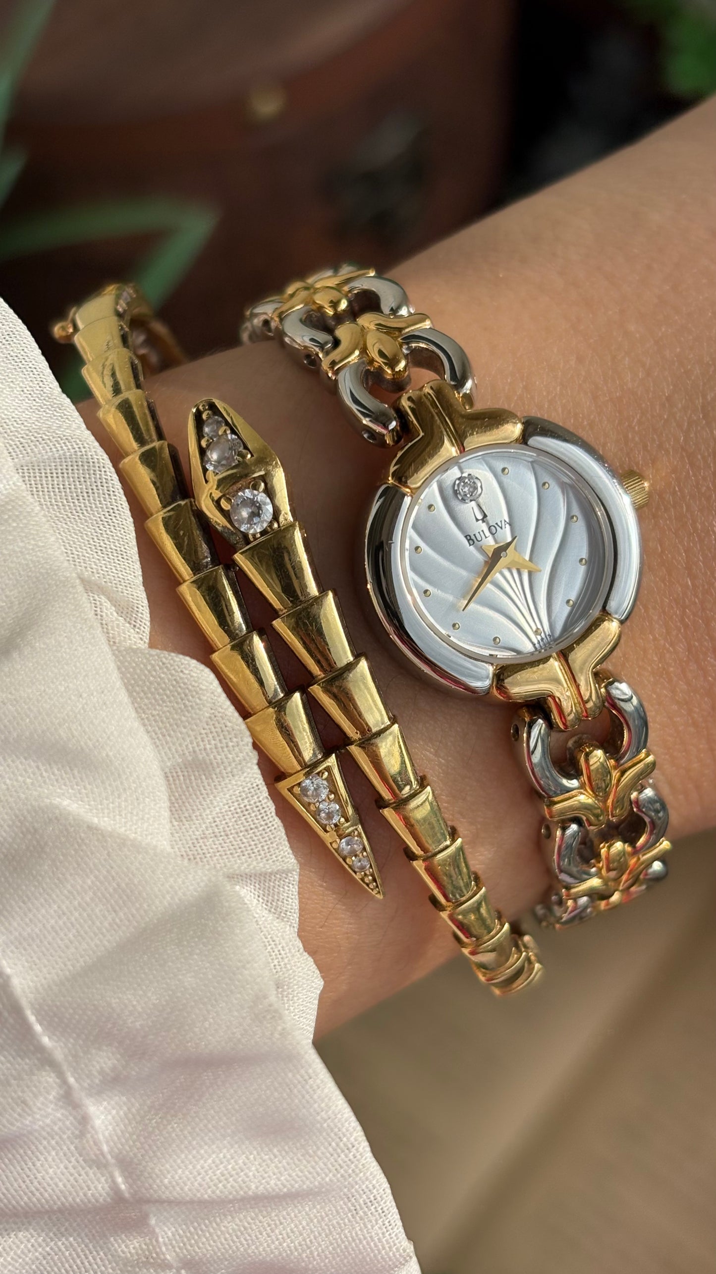 Extremely Rare Vintage Bulova Watch in Two-Tone Beach-Inspired Design