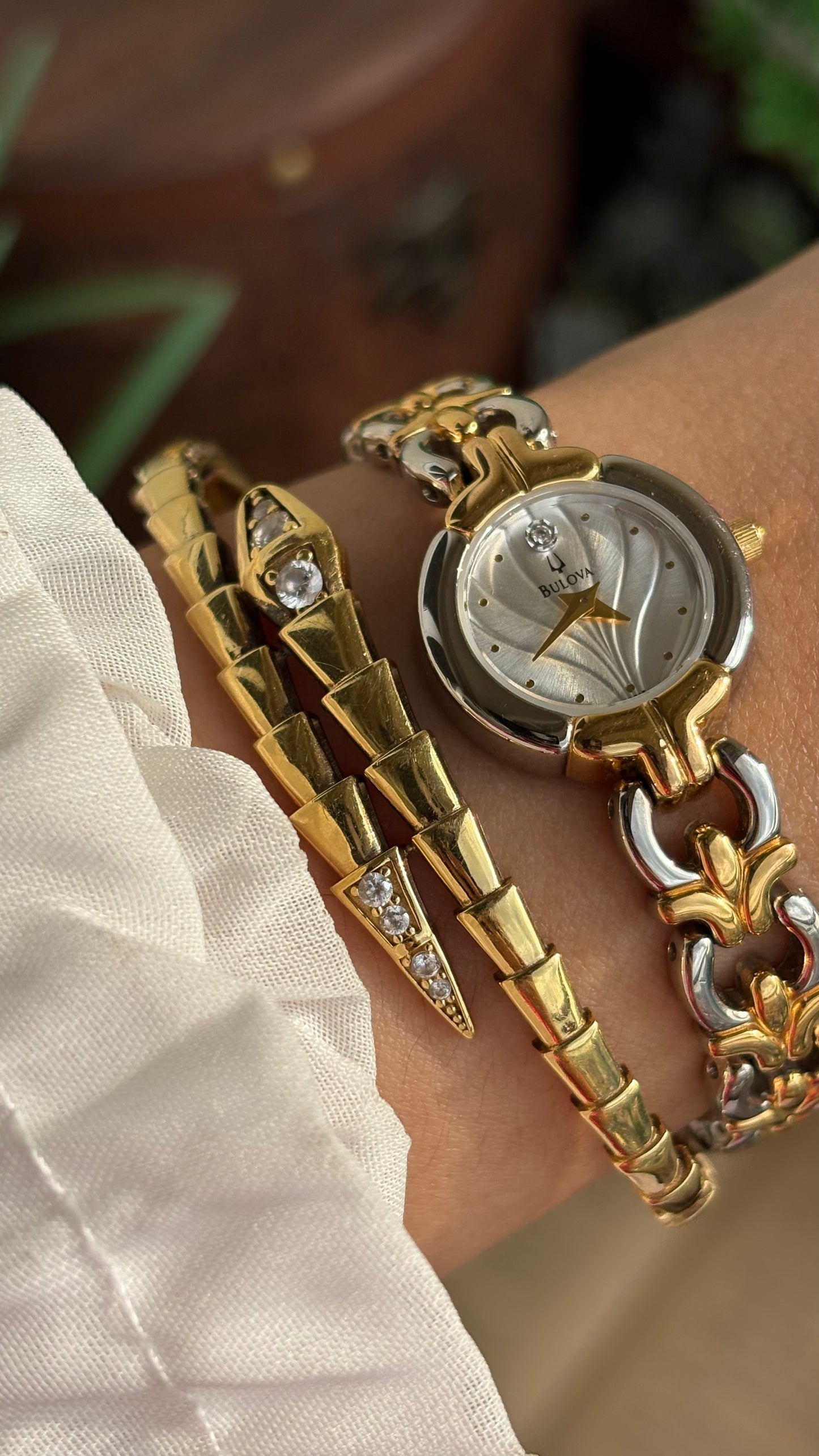 Extremely Rare Vintage Bulova Watch in Two-Tone Beach-Inspired Design