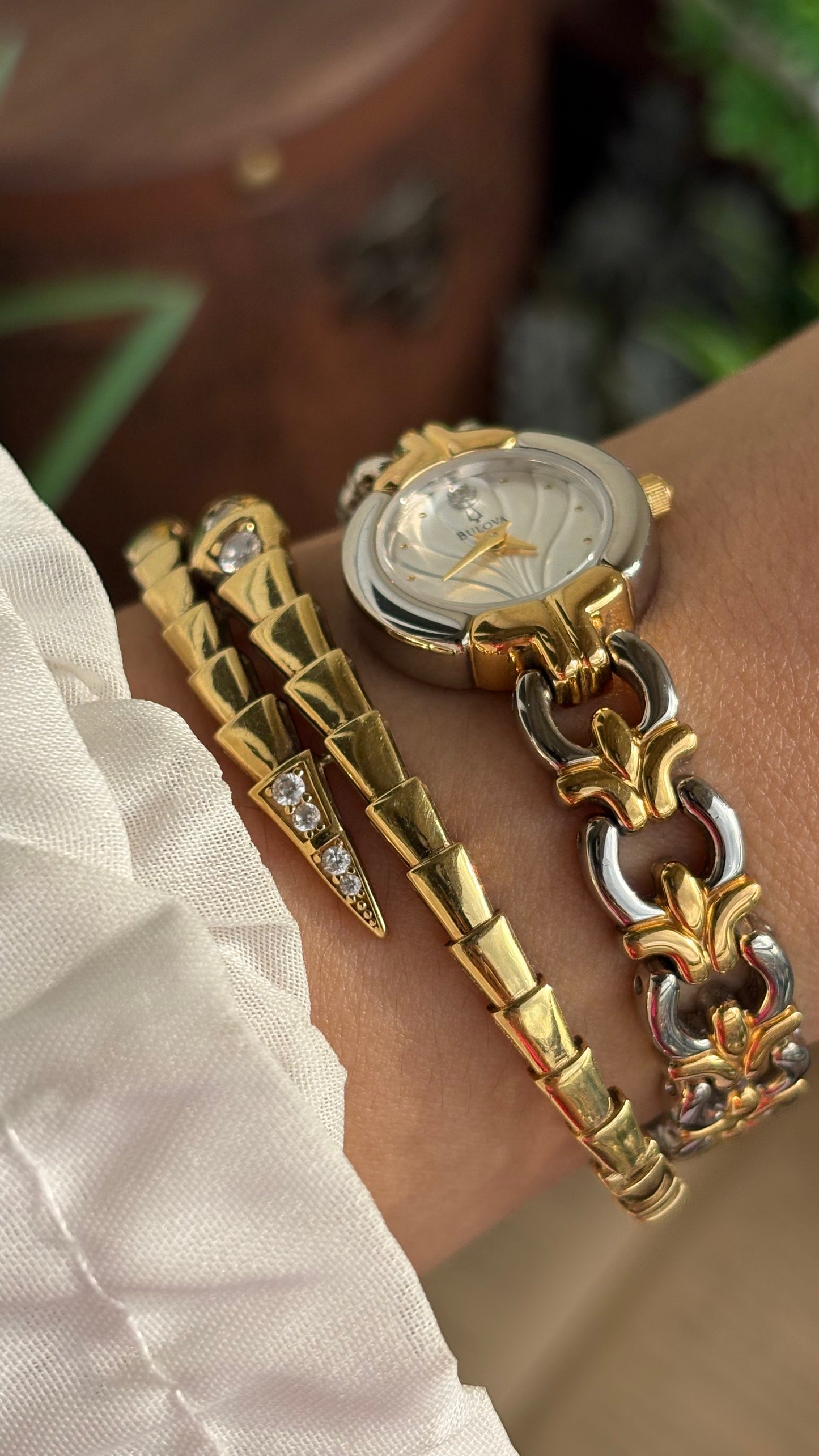 Extremely Rare Vintage Bulova Watch in Two-Tone Beach-Inspired Design