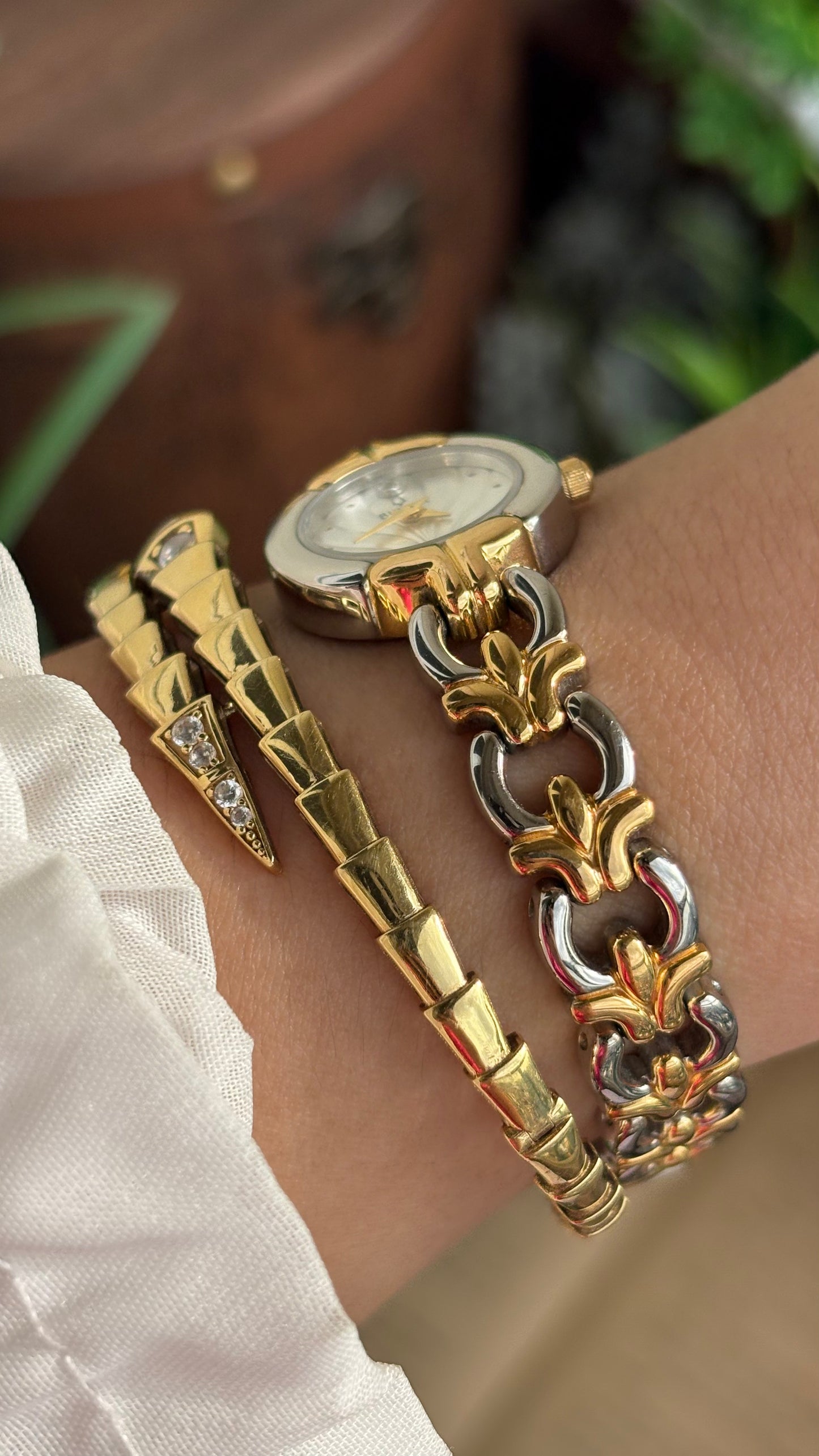 Extremely Rare Vintage Bulova Watch in Two-Tone Beach-Inspired Design