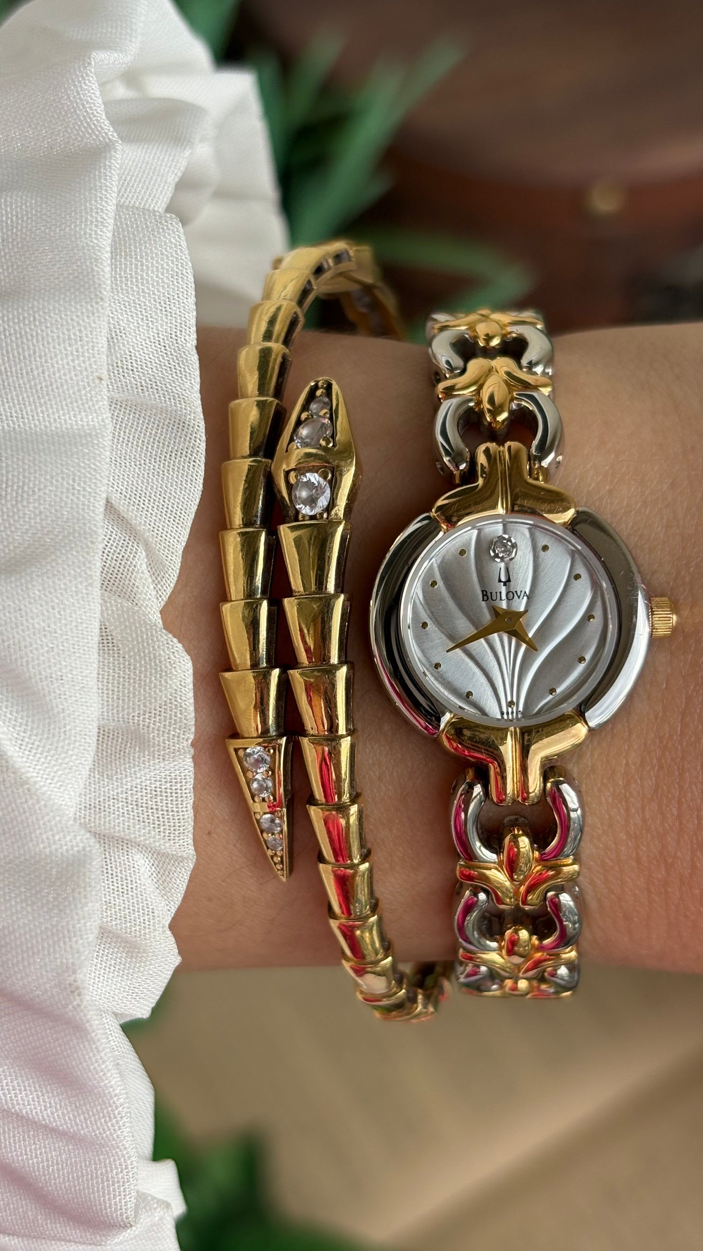 Extremely Rare Vintage Bulova Watch in Two-Tone Beach-Inspired Design