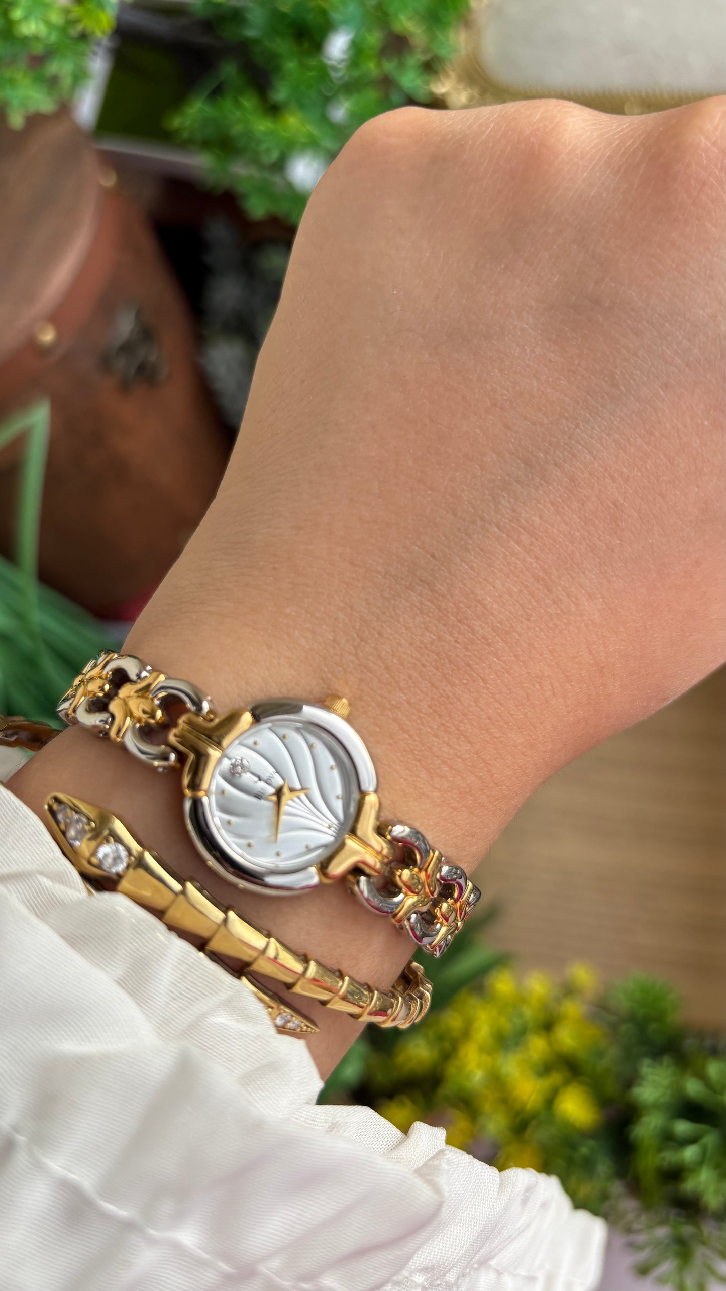 Extremely Rare Vintage Bulova Watch in Two-Tone Beach-Inspired Design