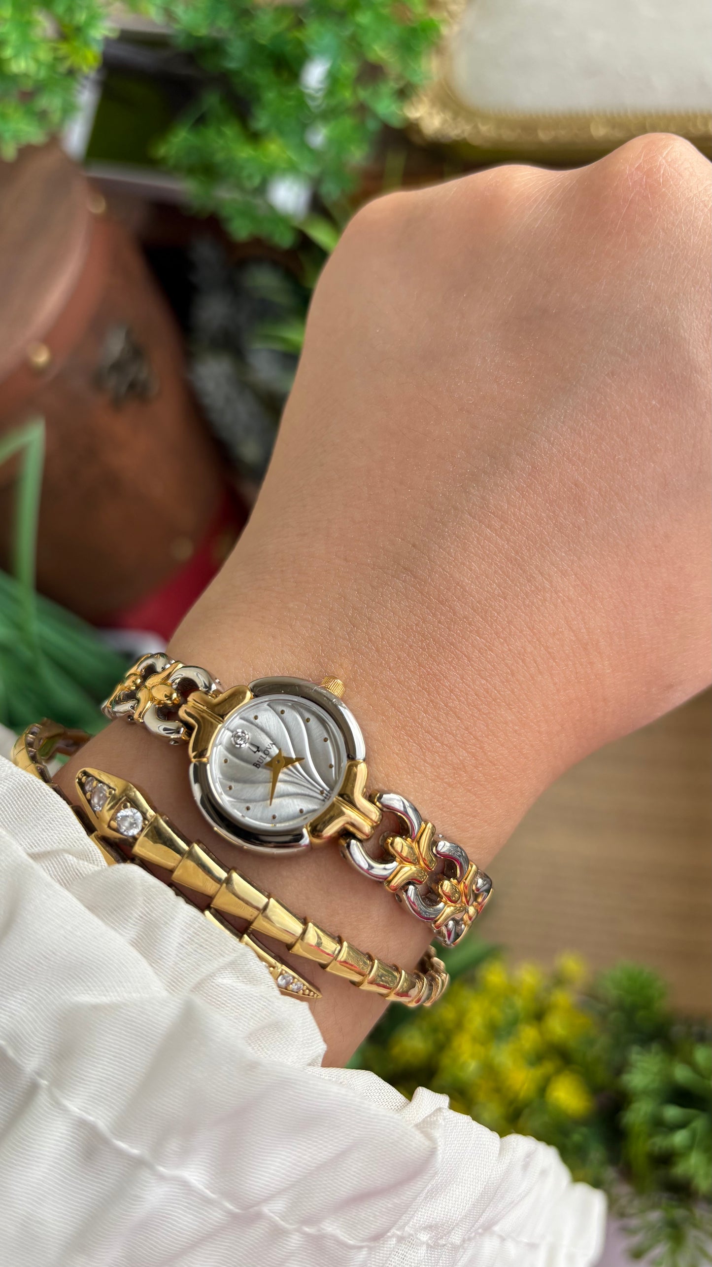 Extremely Rare Vintage Bulova Watch in Two-Tone Beach-Inspired Design