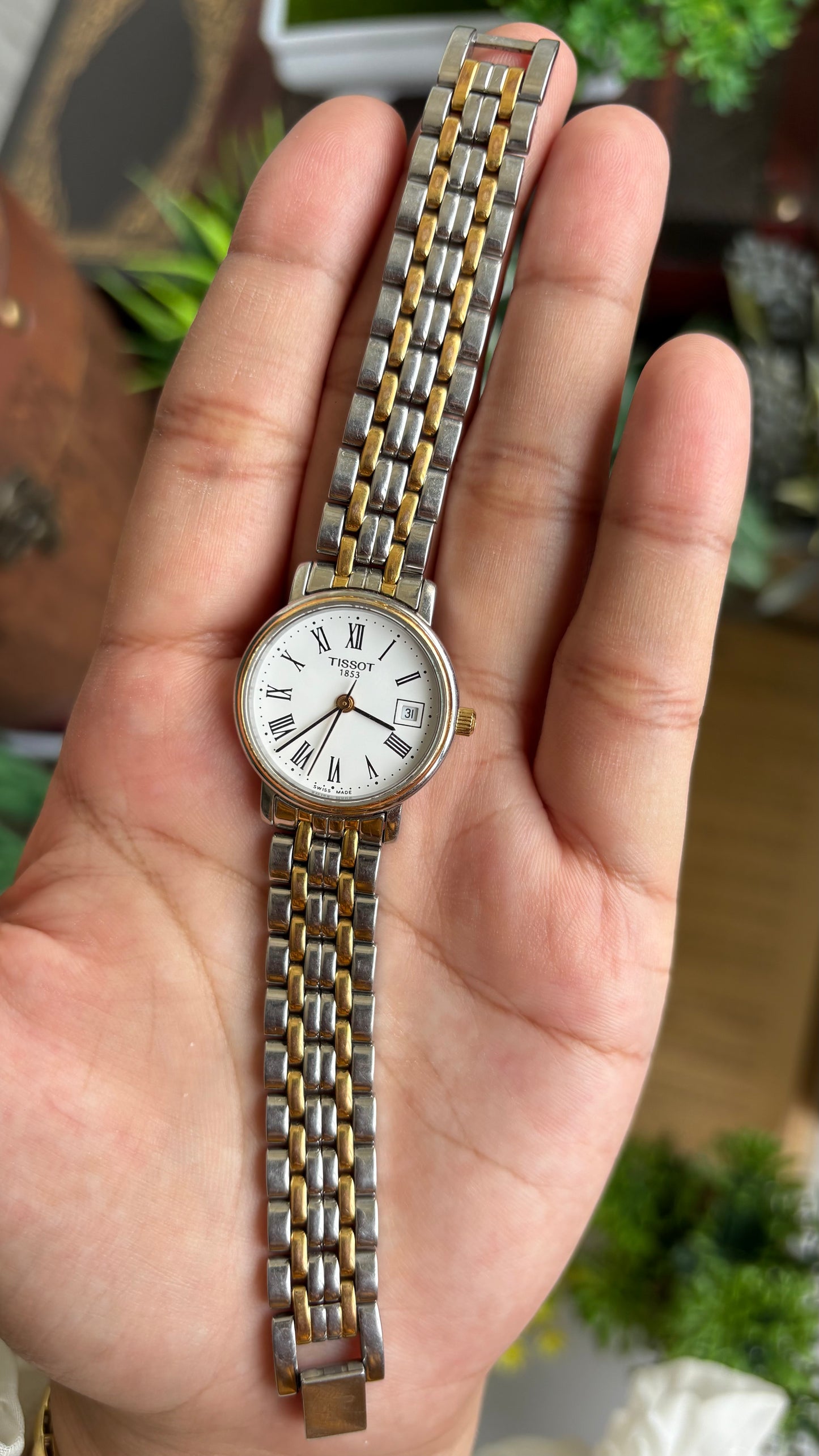 Vintage Tissot Watch in Two-Tone Roman Dial with Window Date