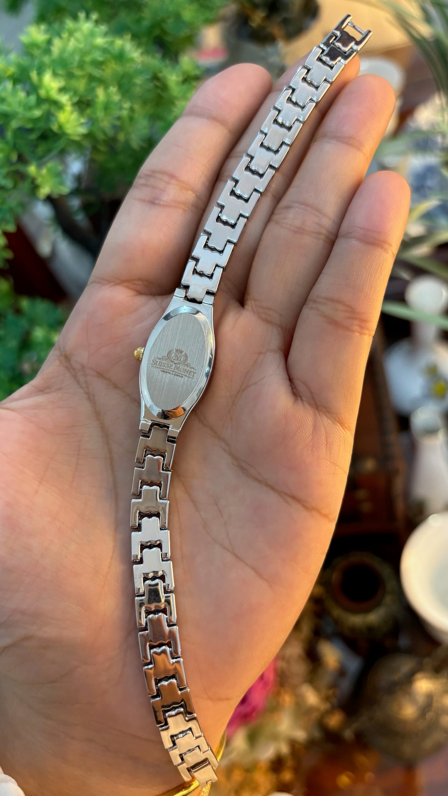 Rare Dainty Vintage Suisse Monet Slim Oval Classic Watch in Two-Tone Quartz Seiko XV00 Movement