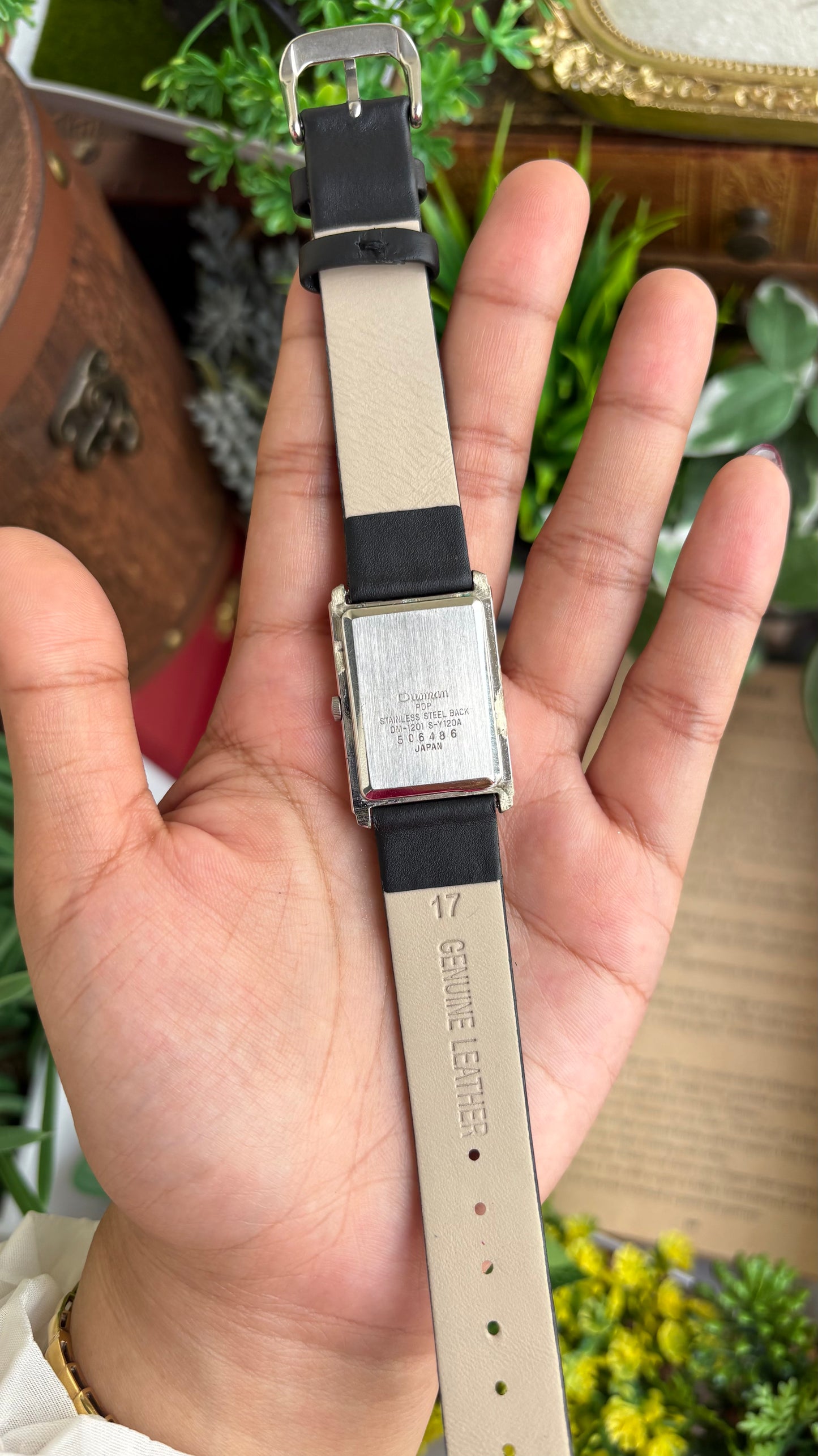 Extremely Rare Vintage Marcedes-Benz Unisex Tank Watch in Leather Strap Roman Dial