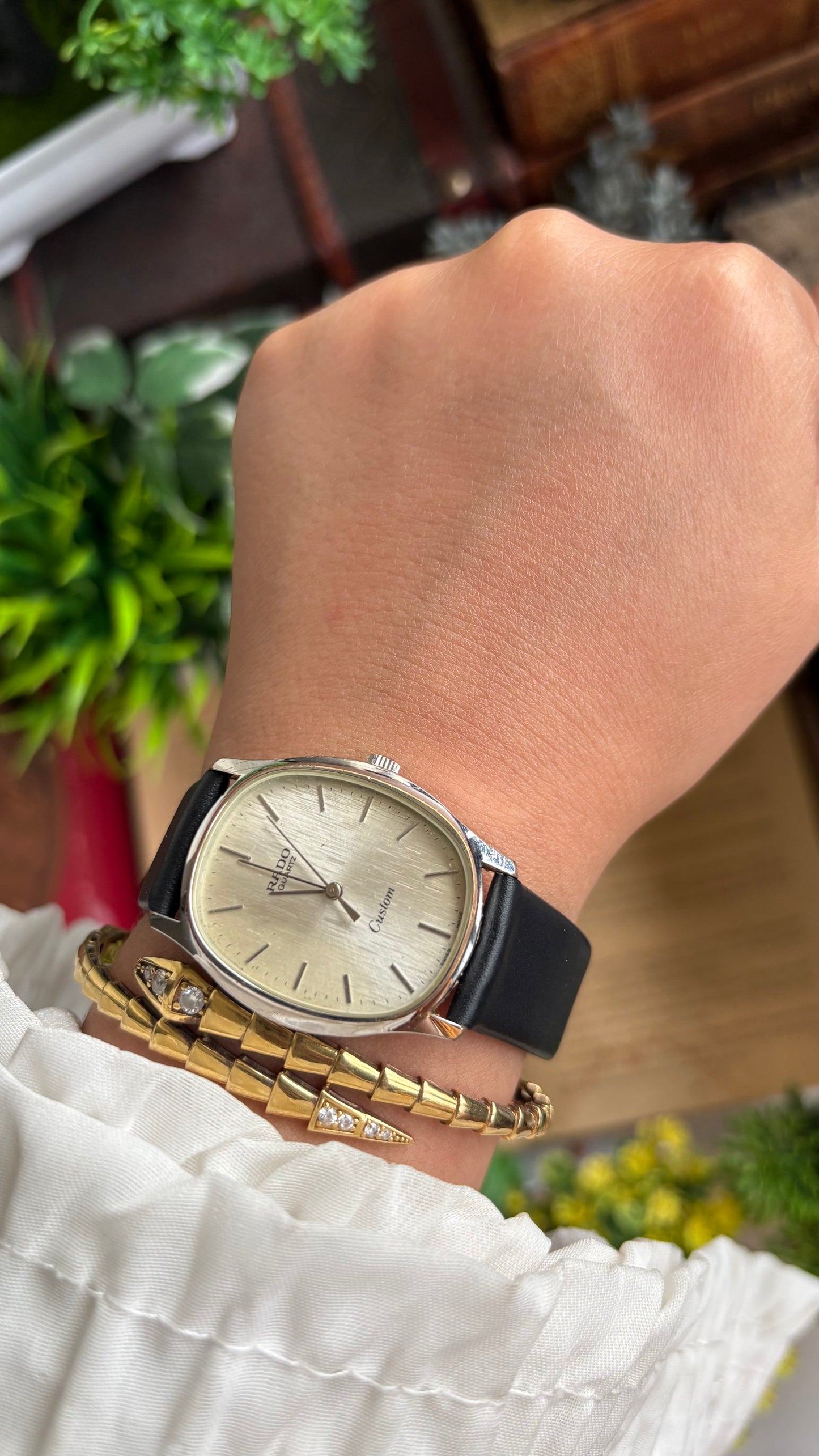 Vintage RADO Men’s Tank Watch in Black Leather Strap