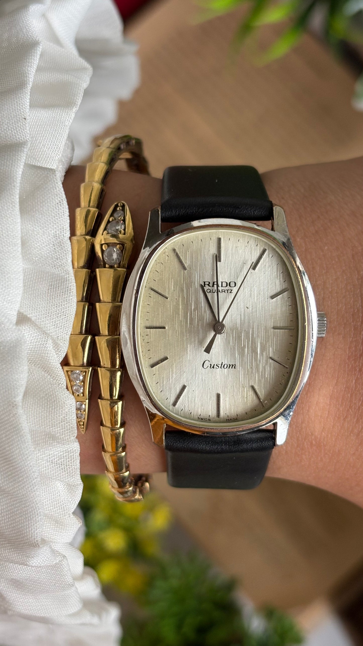 Vintage RADO Men’s Tank Watch in Black Leather Strap