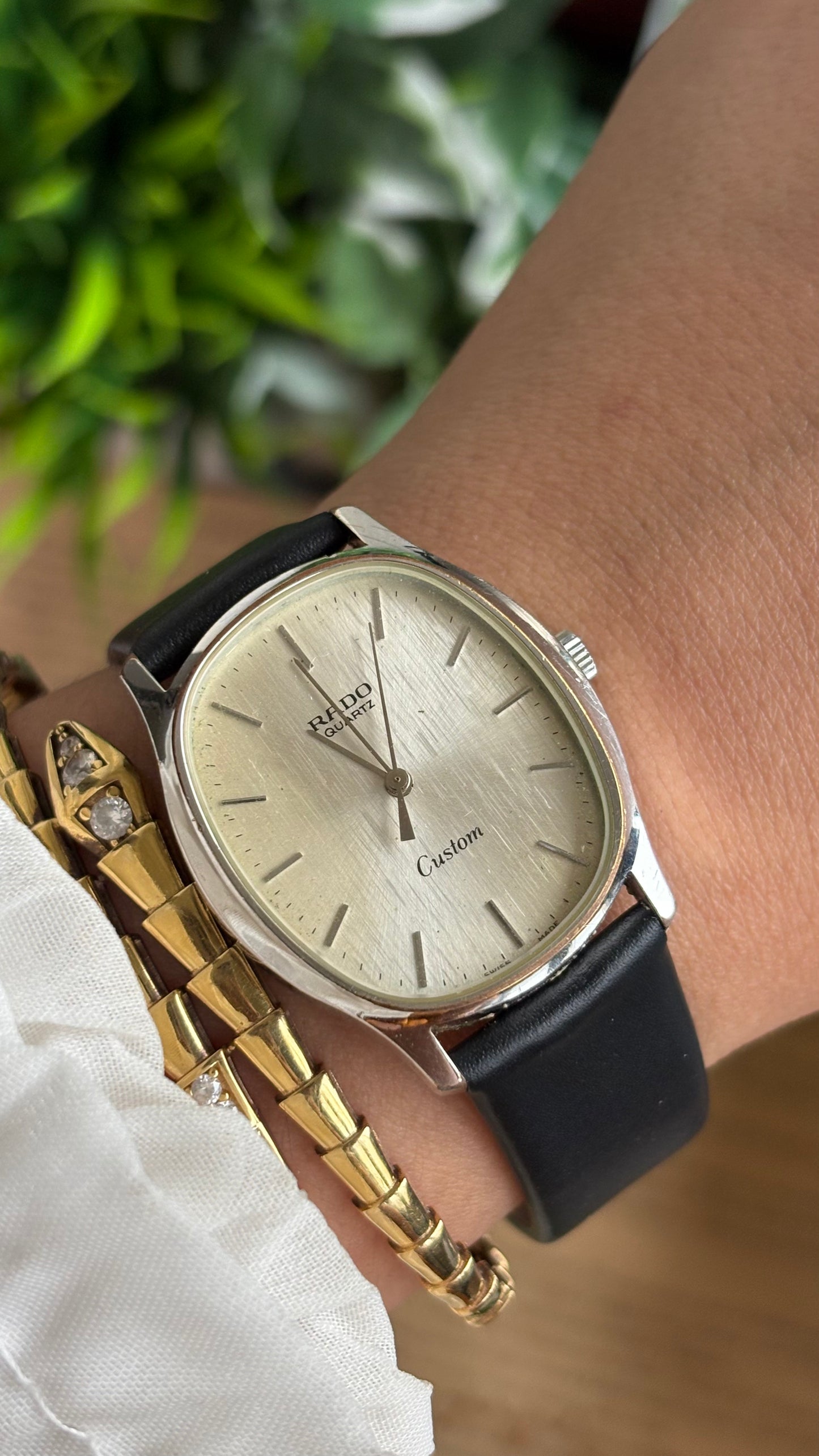 Vintage RADO Men’s Tank Watch in Black Leather Strap