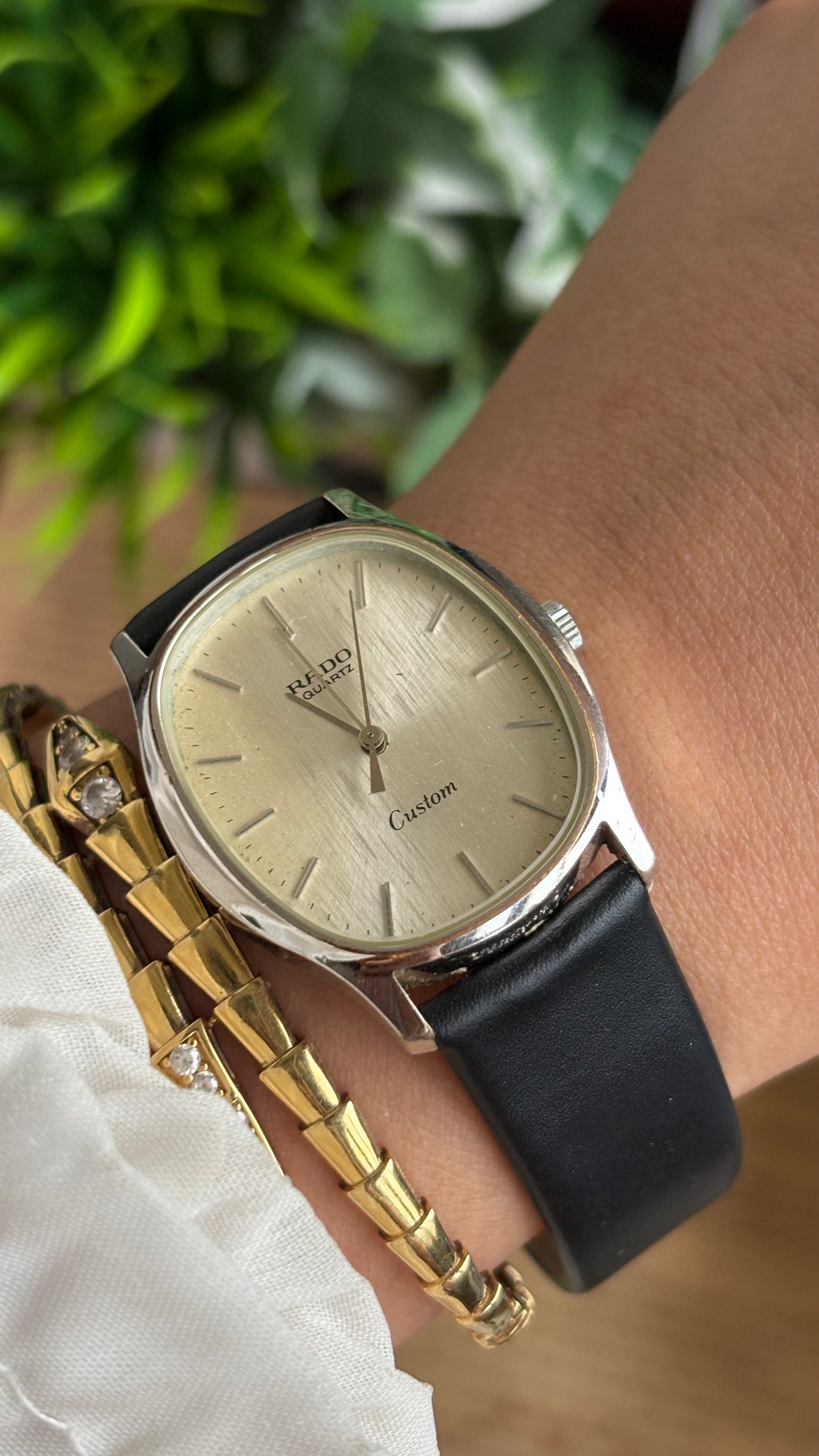 Vintage RADO Men’s Tank Watch in Black Leather Strap