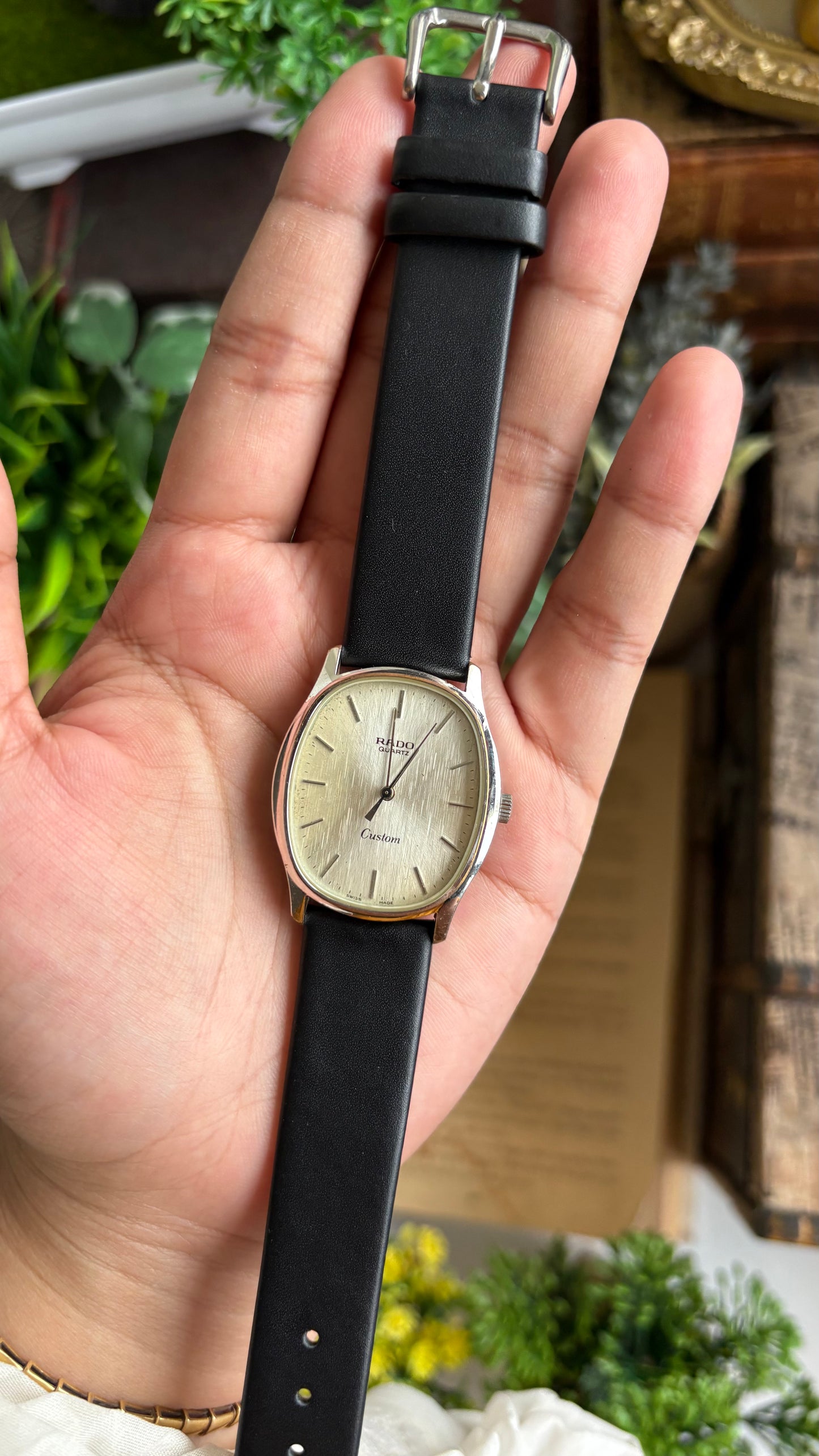 Vintage RADO Men’s Tank Watch in Black Leather Strap