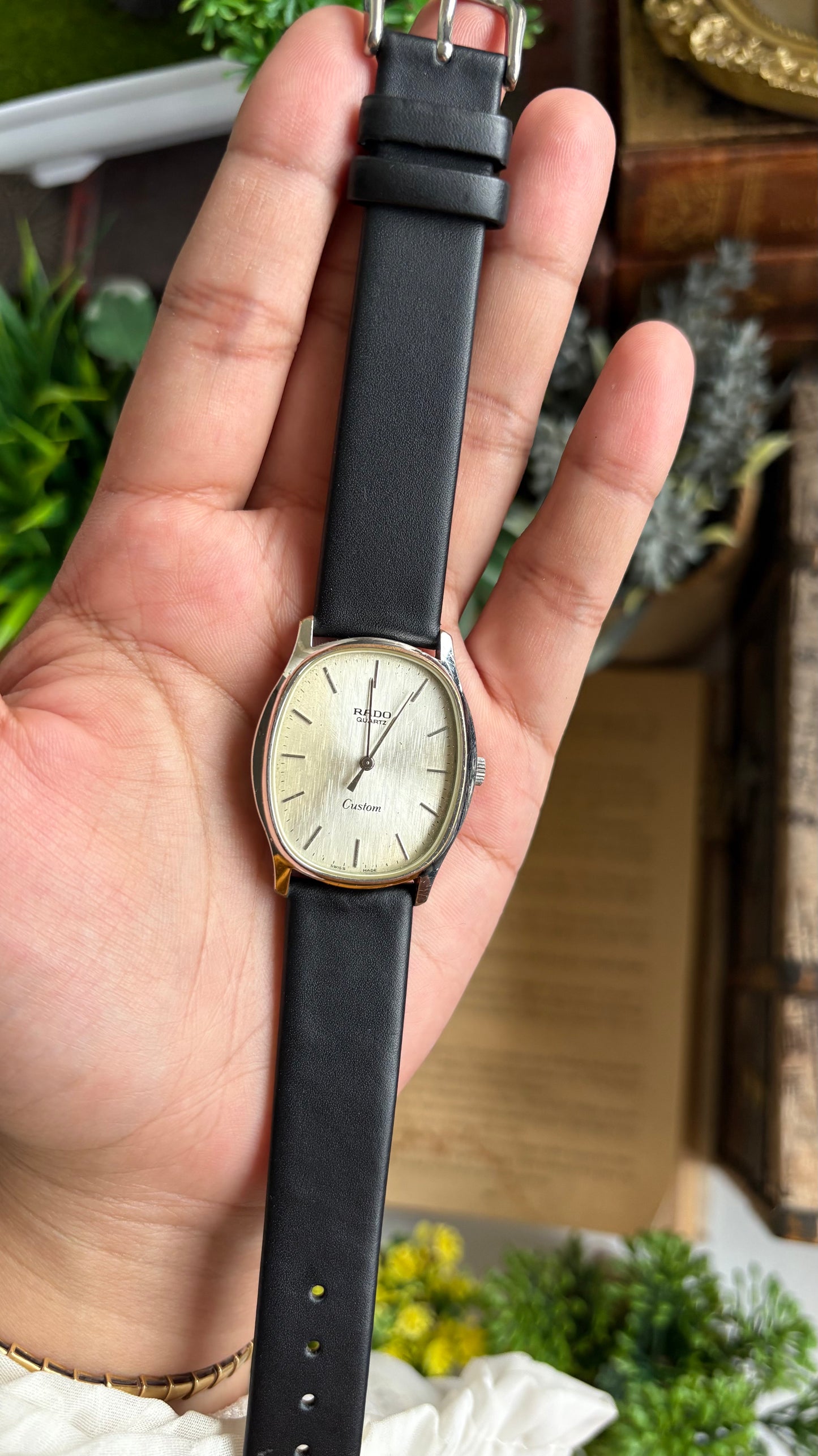 Vintage RADO Men’s Tank Watch in Black Leather Strap