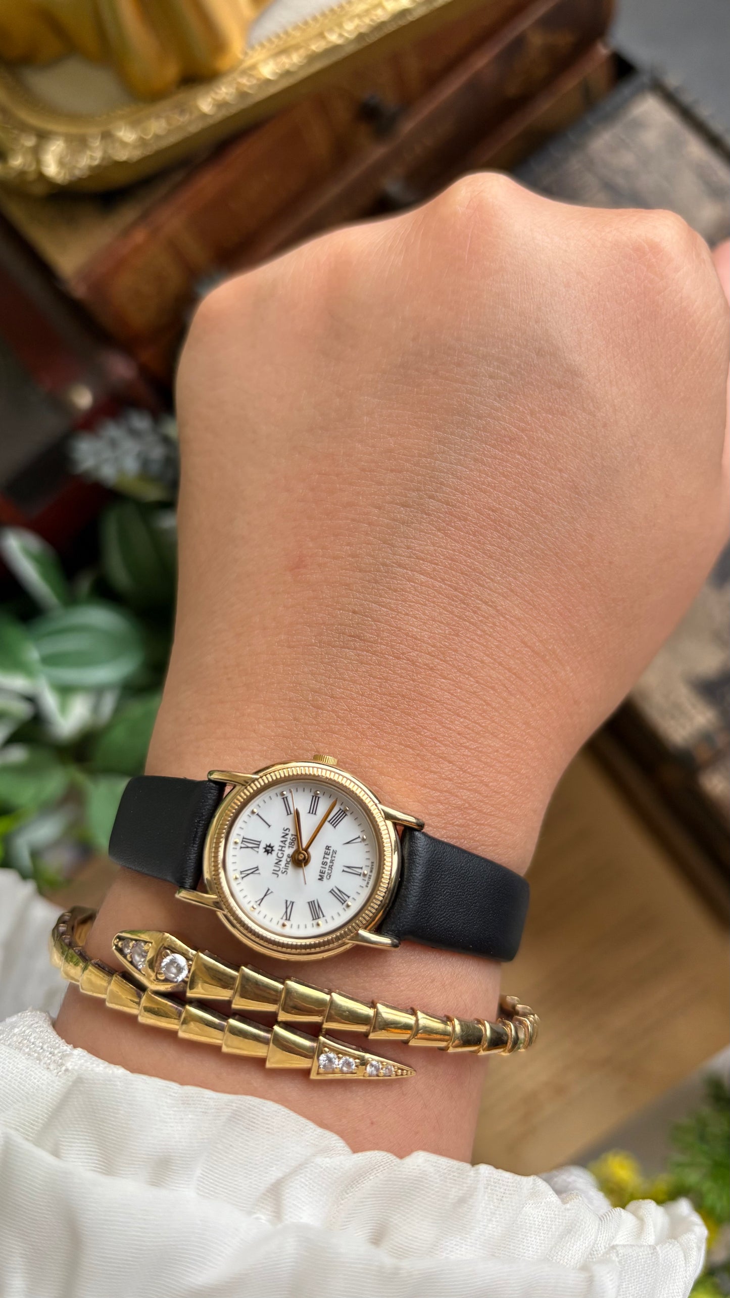 Vintage Junghans 1861 Meister Swiss Watch in Black Leather Strap