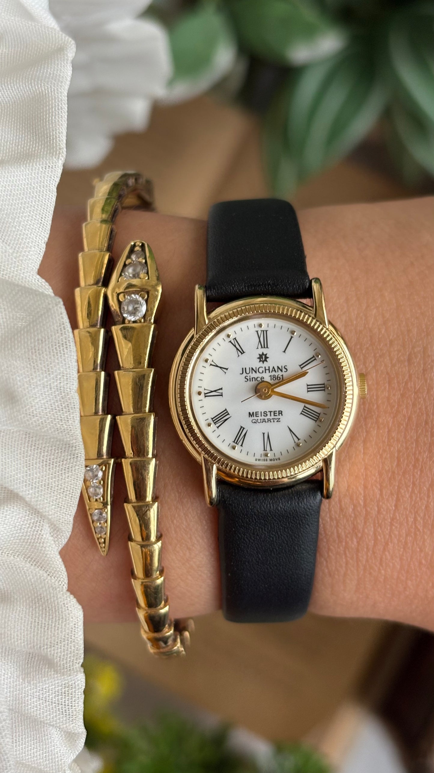 Vintage Junghans 1861 Meister Swiss Watch in Black Leather Strap