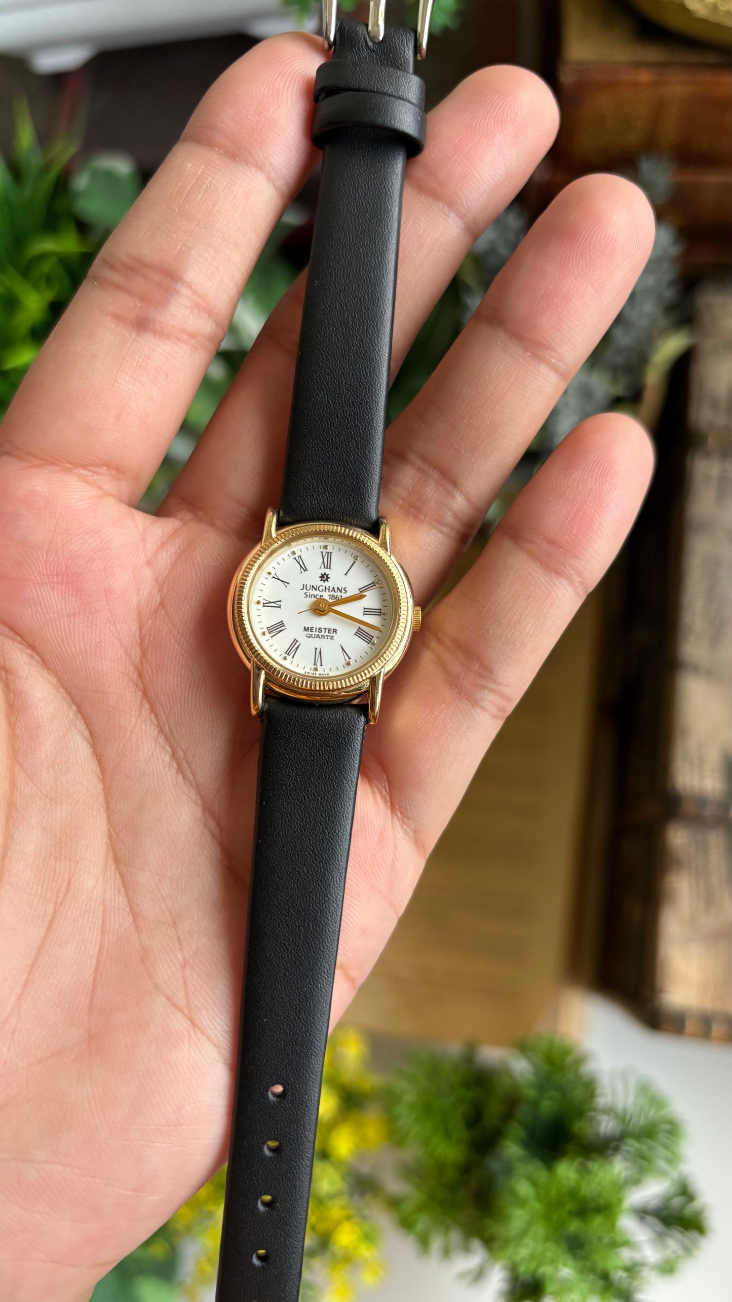 Vintage Junghans 1861 Meister Swiss Watch in Black Leather Strap