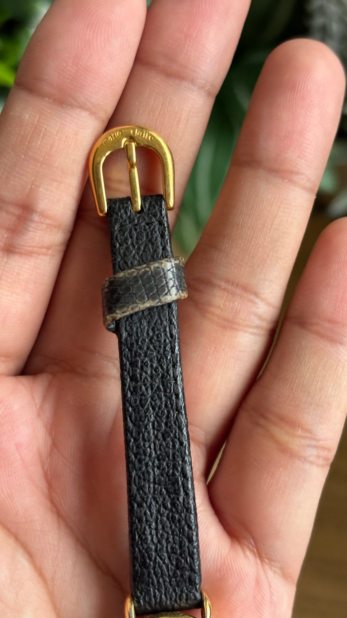 Vintage Marie Claire Paris Watch in Black Leather Strap