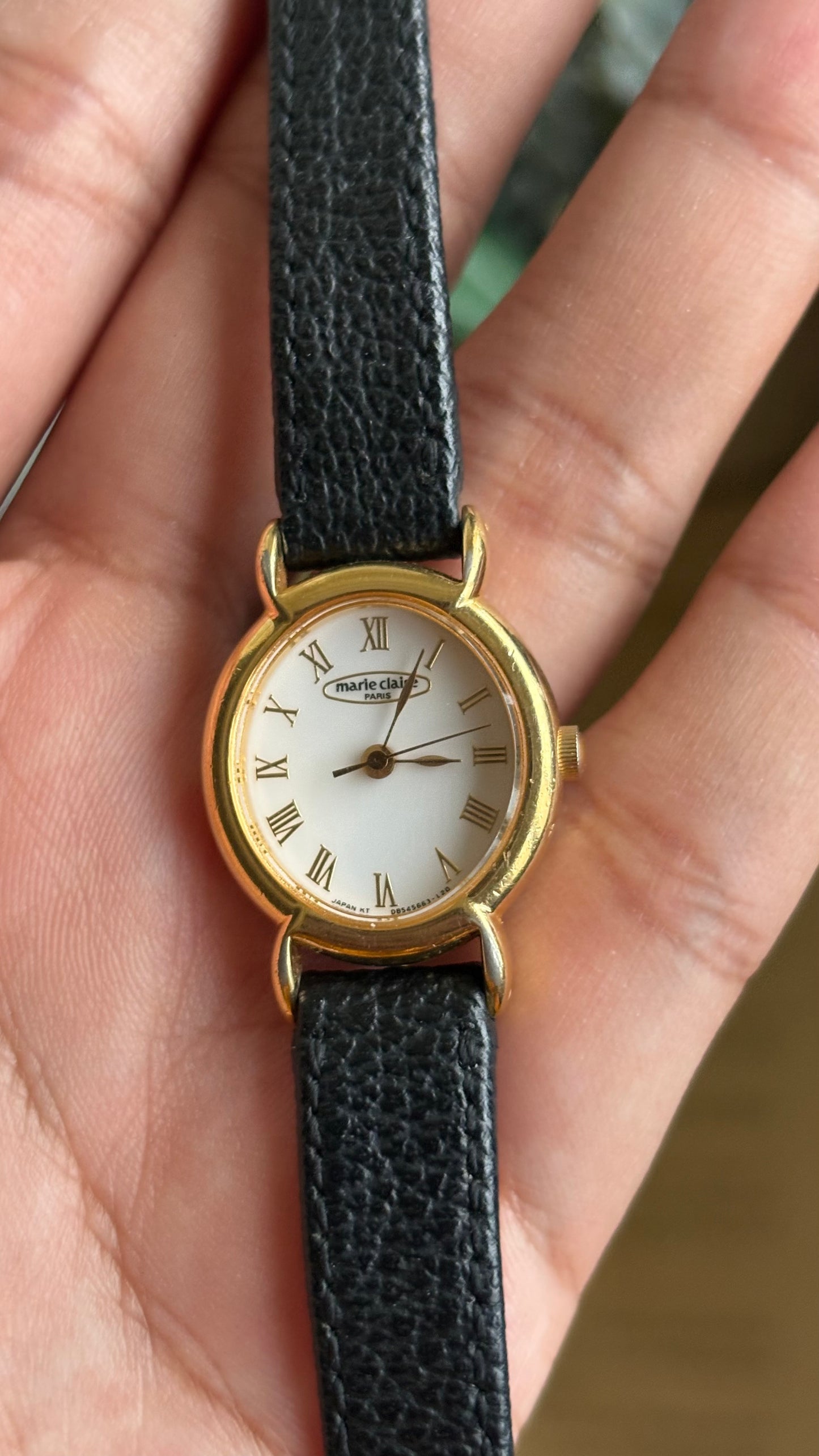 Vintage Marie Claire Paris Watch in Black Leather Strap