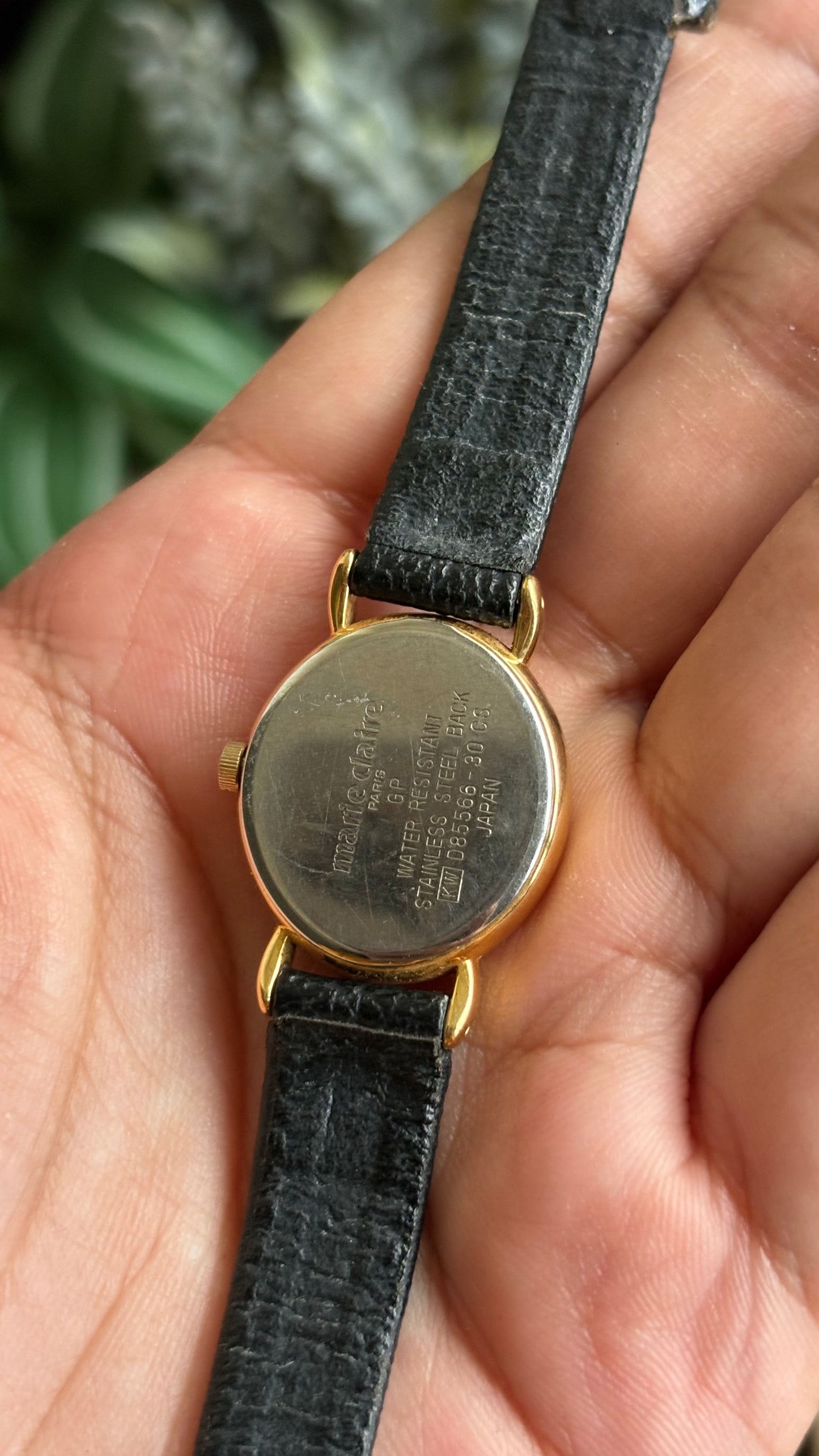 Vintage Marie Claire Paris Watch in Black Leather Strap