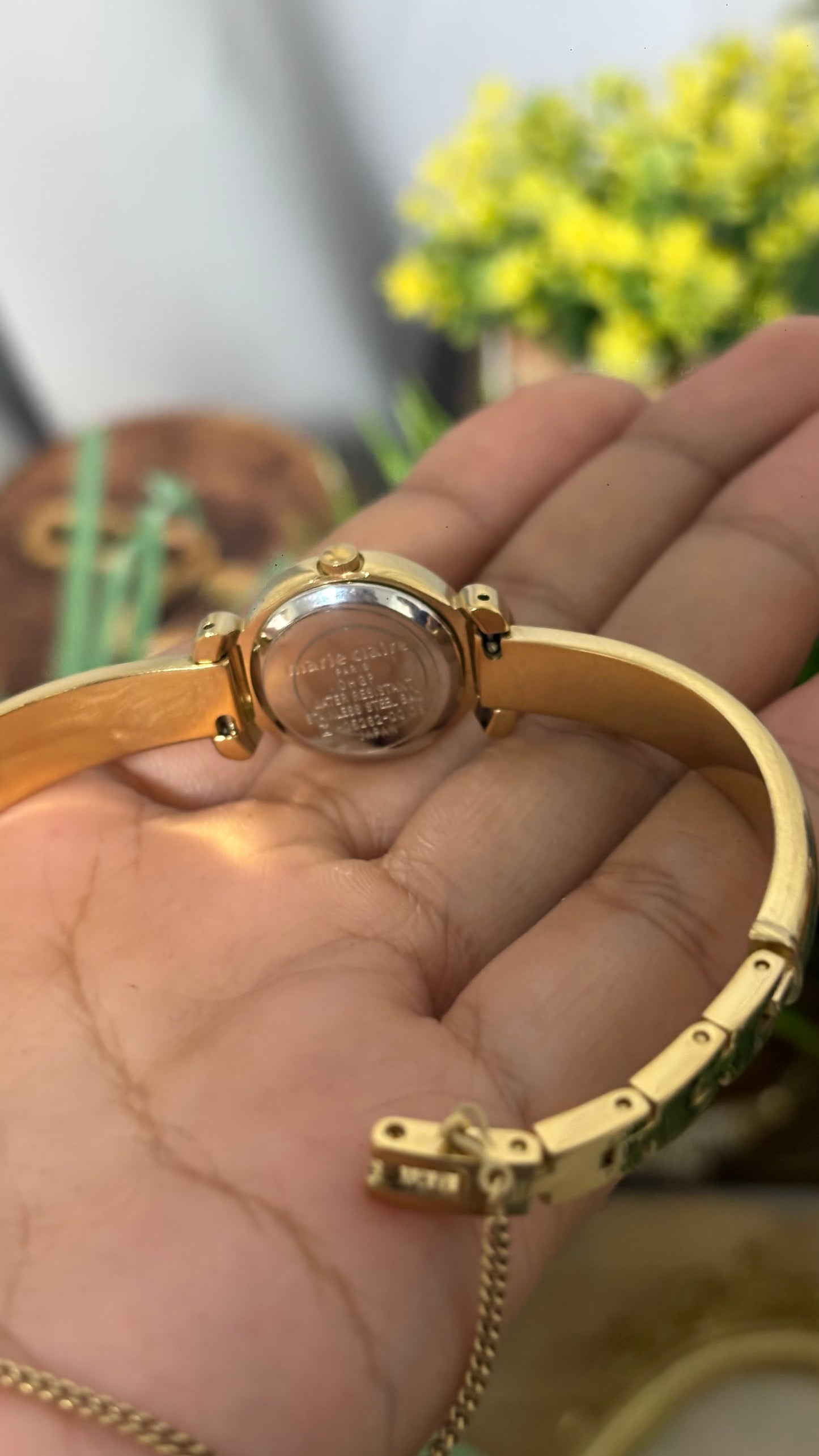 Vintage Marie Claire Watch in Gold Tone Semi-Bangle Style