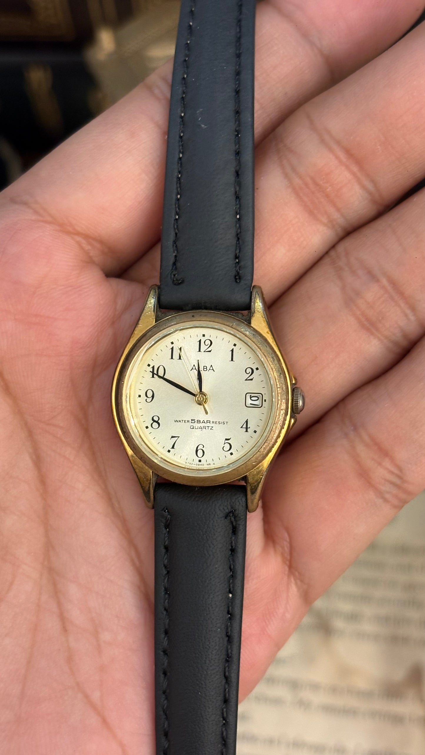 Vintage Alba by Seiko Watch in Black Leather Straps