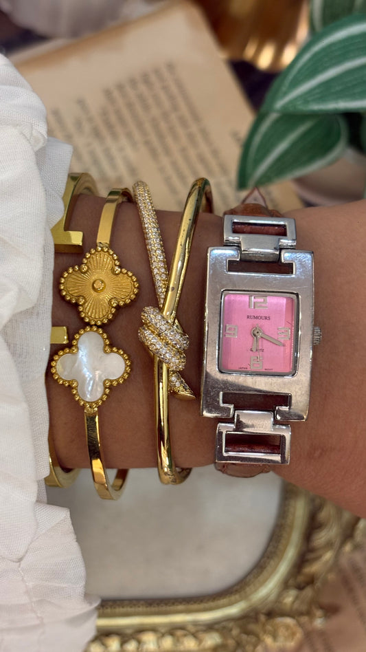 Vintage Rumours Tank Watch in Brown Leather Straps