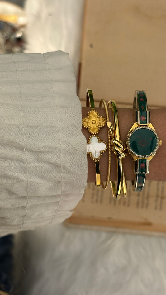 Rare Vintage Krone Green Peekaboo Watch in Gold Tone Quartz