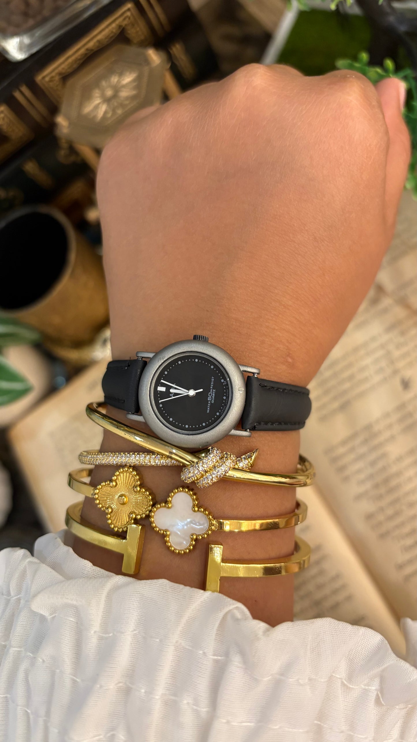 Vintage Alba by Seiko Watch in Black Leather Straps