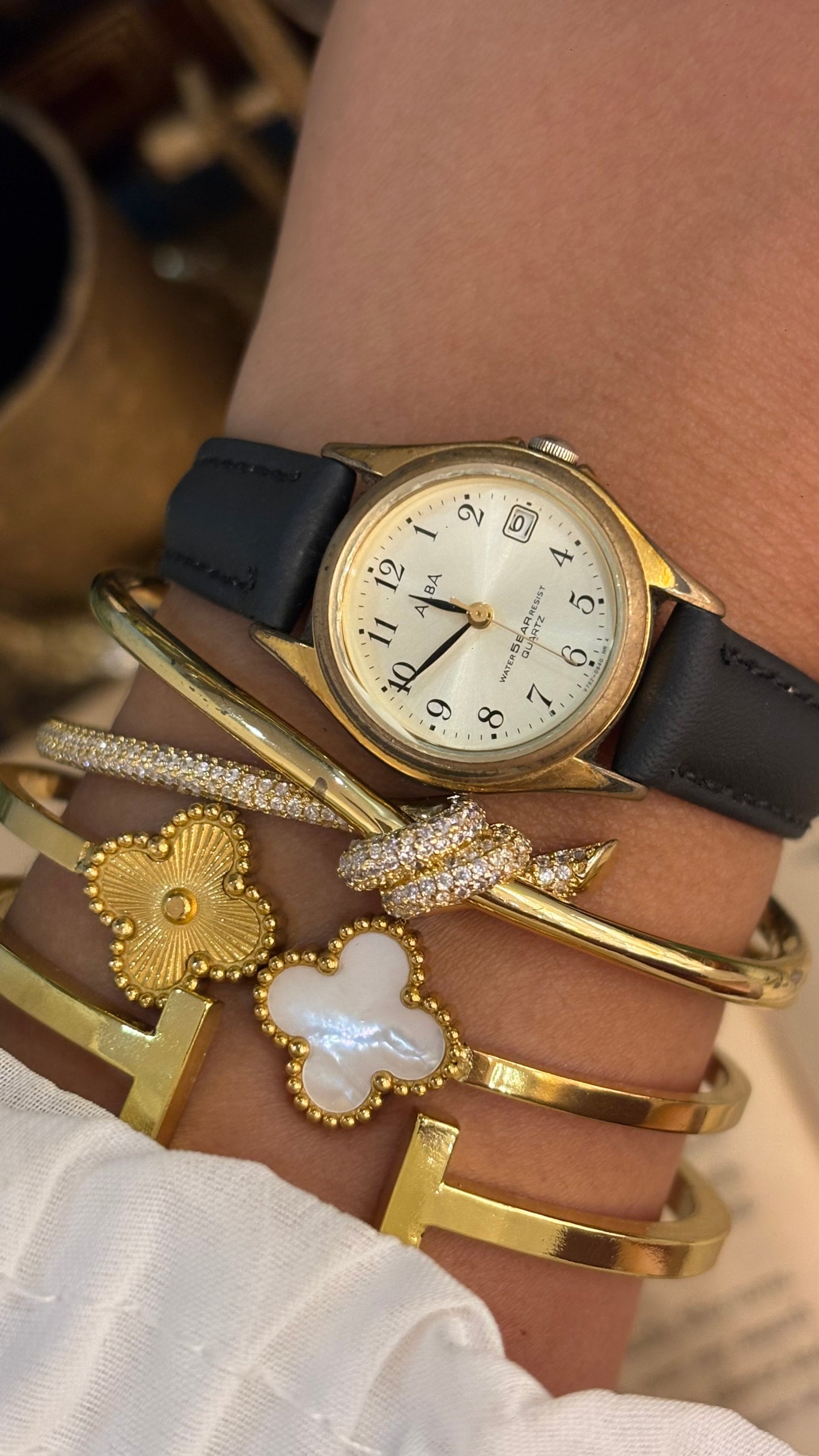 Vintage Alba by Seiko Watch in Black Leather Straps