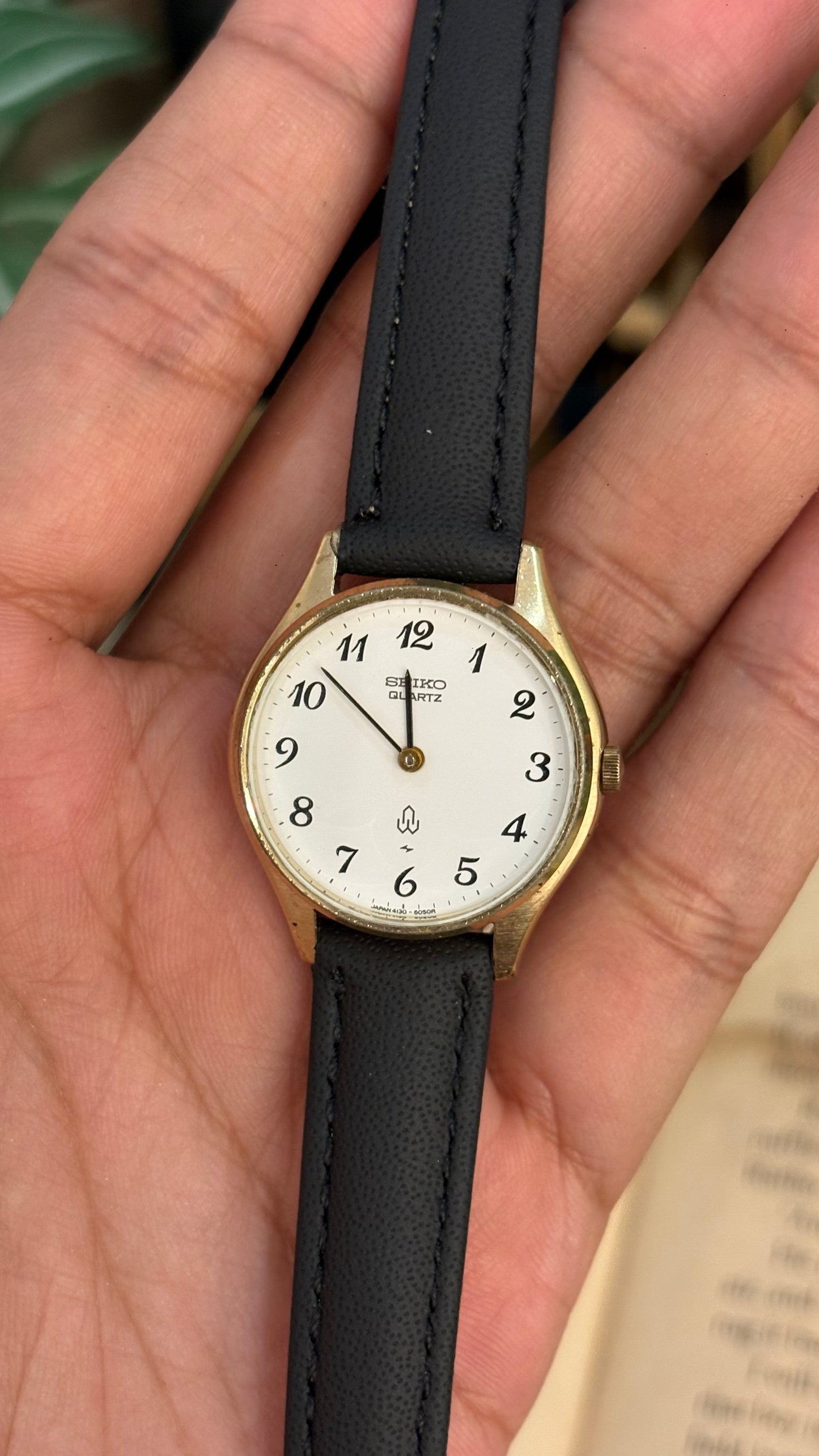 Vintage Seiko Watch in Black Leather Straps