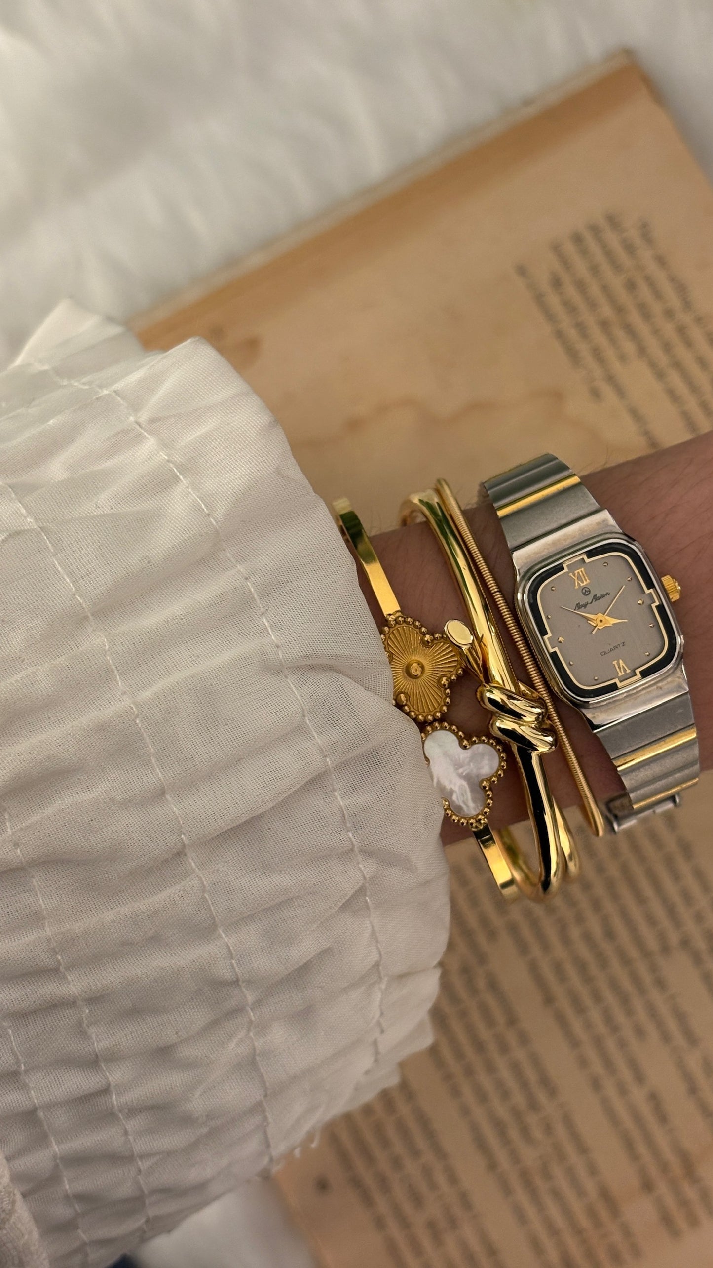 Vintage Mavy Maison Tank Watch in Two-Tone Quartz