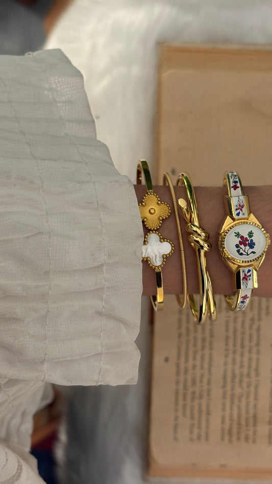Rare Vintage Hanowa Swiss White Peekaboo Watch in Gold Tone Quartz