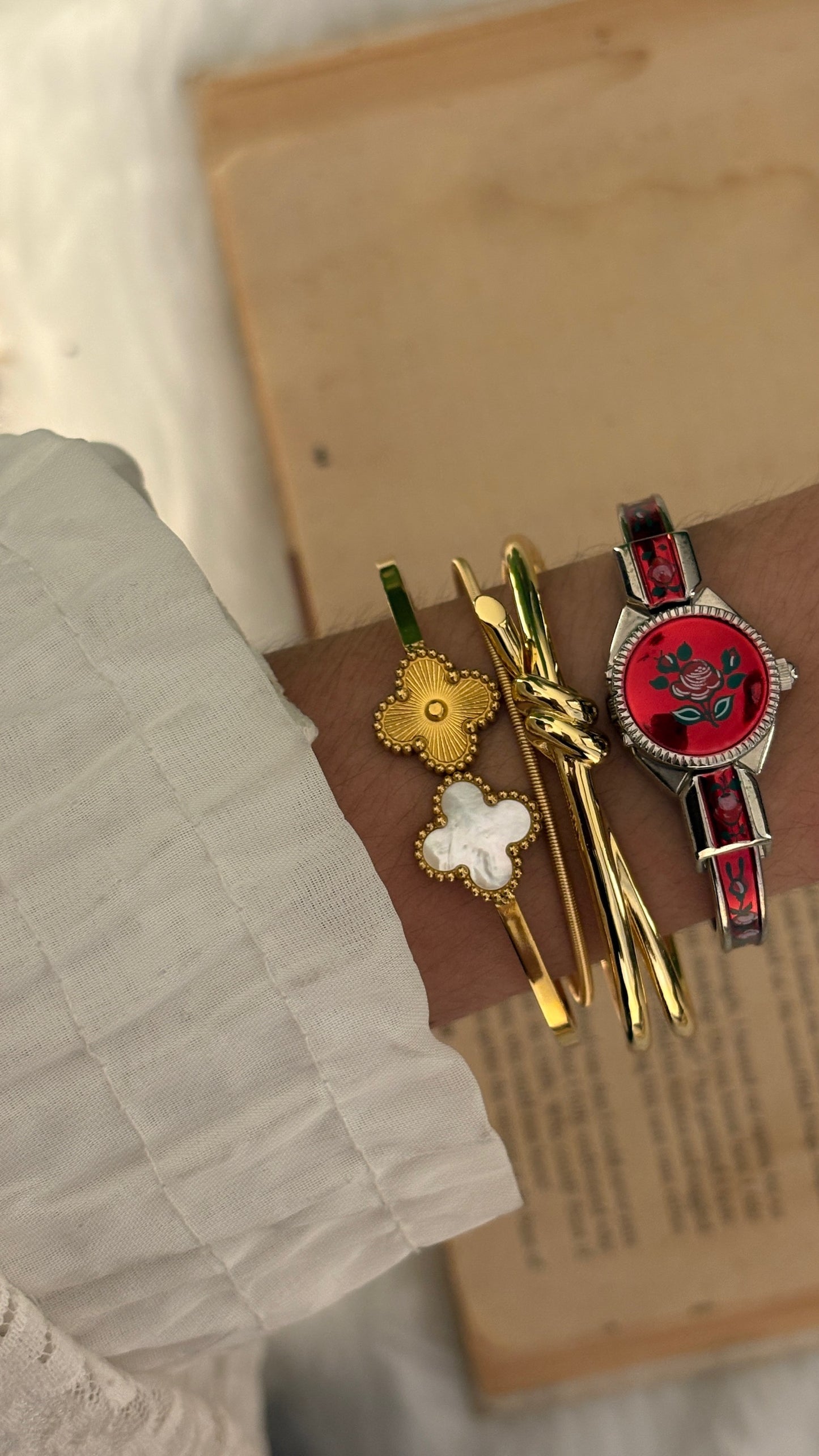 Rare Vintage Giuliane Red Peekaboo Watch in Silver Tone Quartz