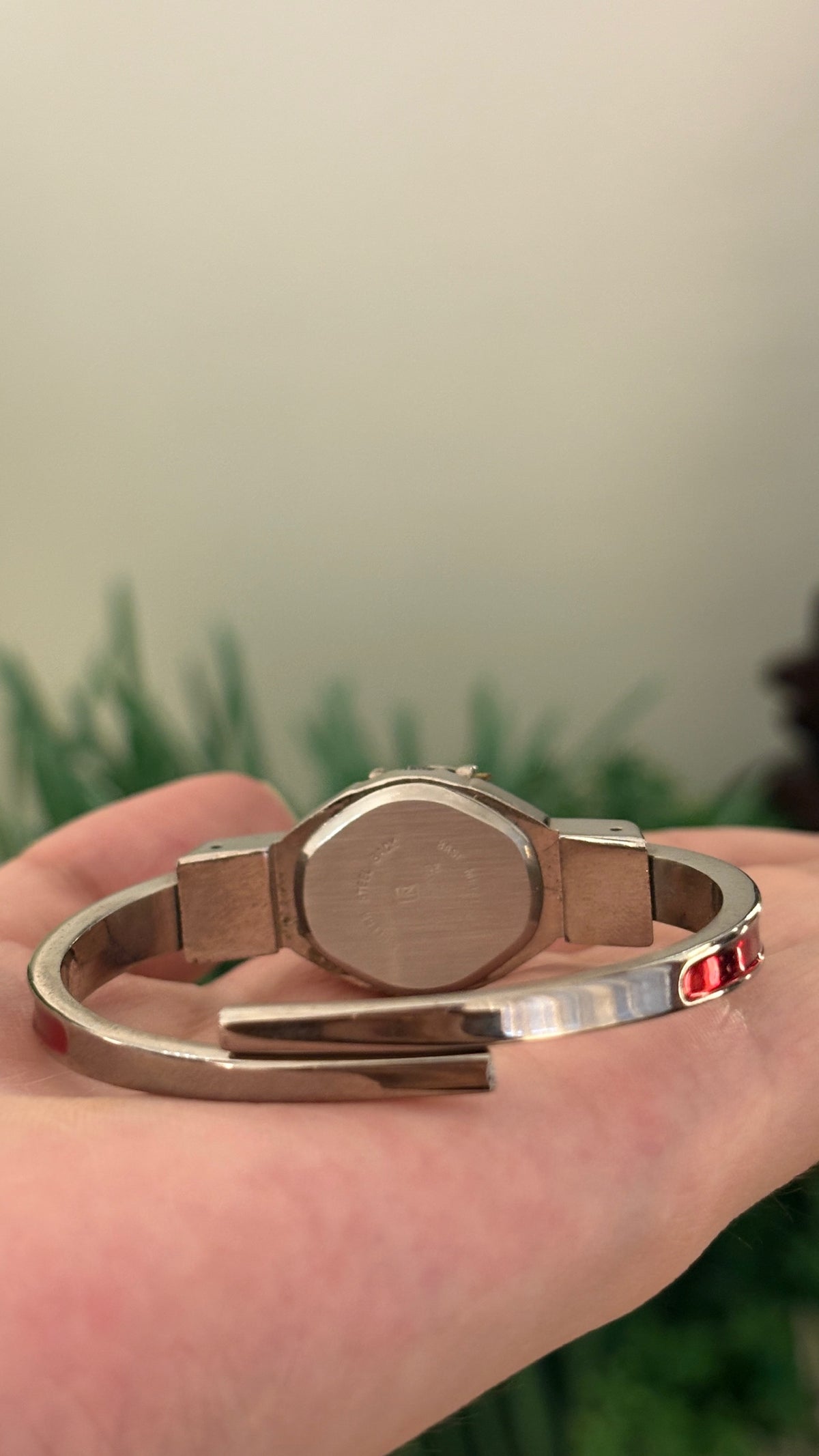 Rare Vintage Giuliane Red Peekaboo Watch in Silver Tone Quartz