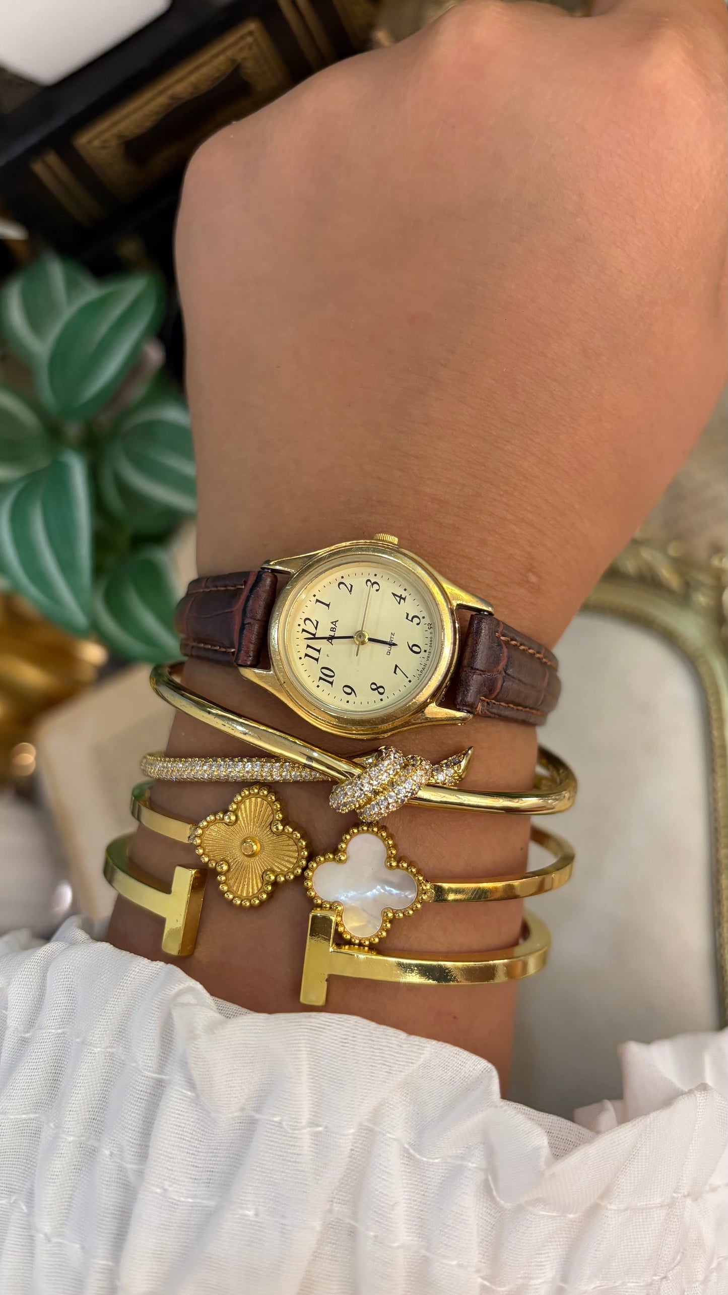 Vintage Alba by Seiko Watch in Brown Leather Straps