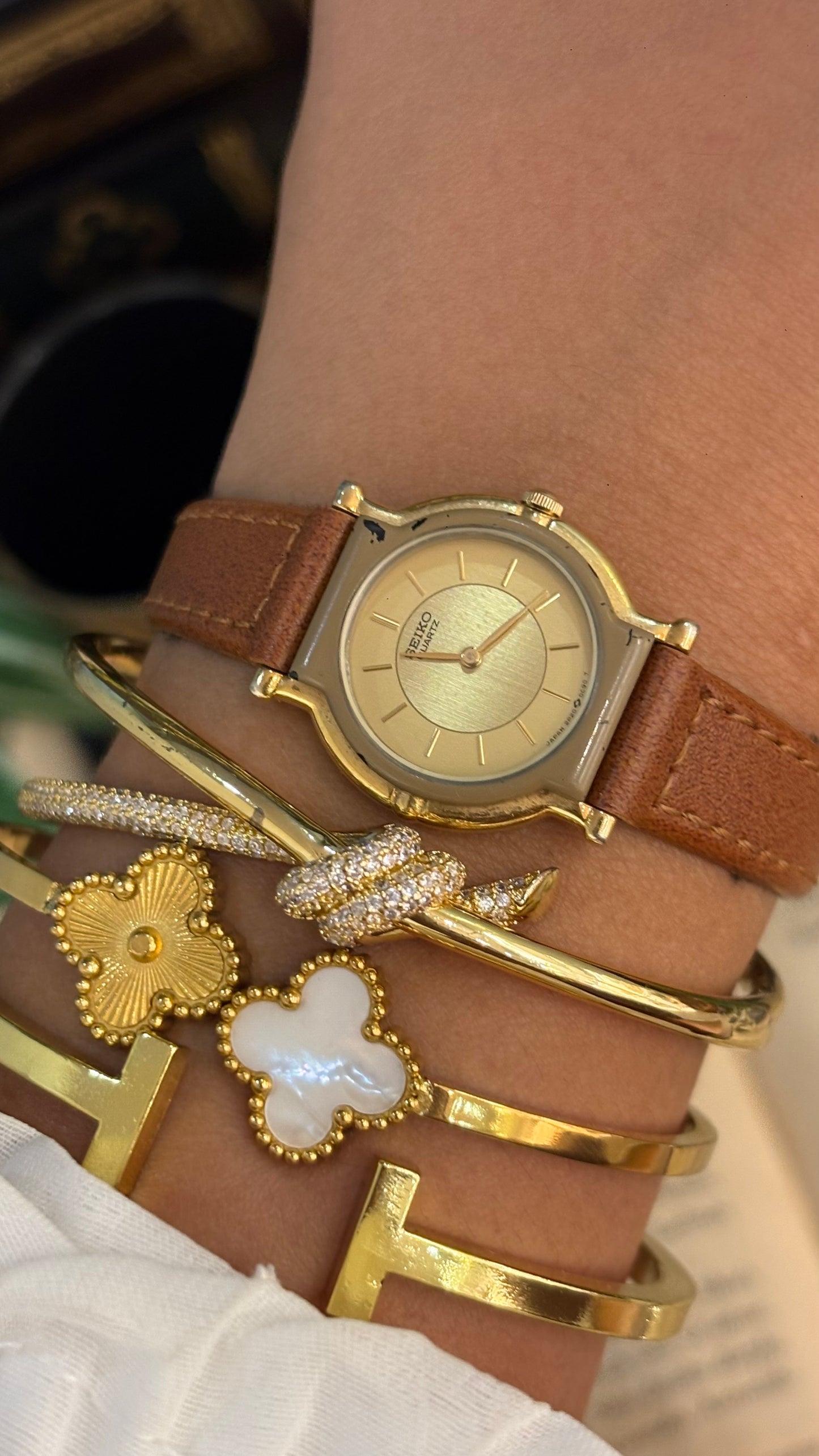 Vintage Seiko Watch in Brown Leather Straps