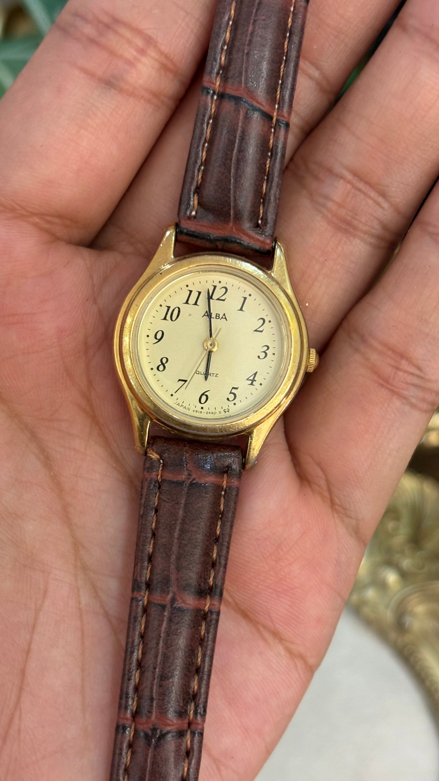 Vintage Alba by Seiko Watch in Brown Leather Straps