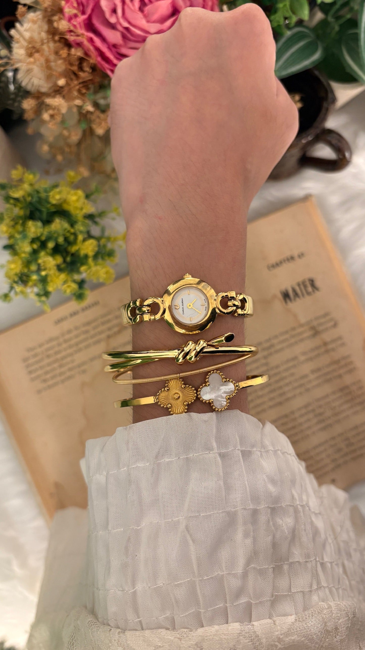 Rare Vintage Charles Jourdan Bracelet Watch in Gold Tone Quartz
