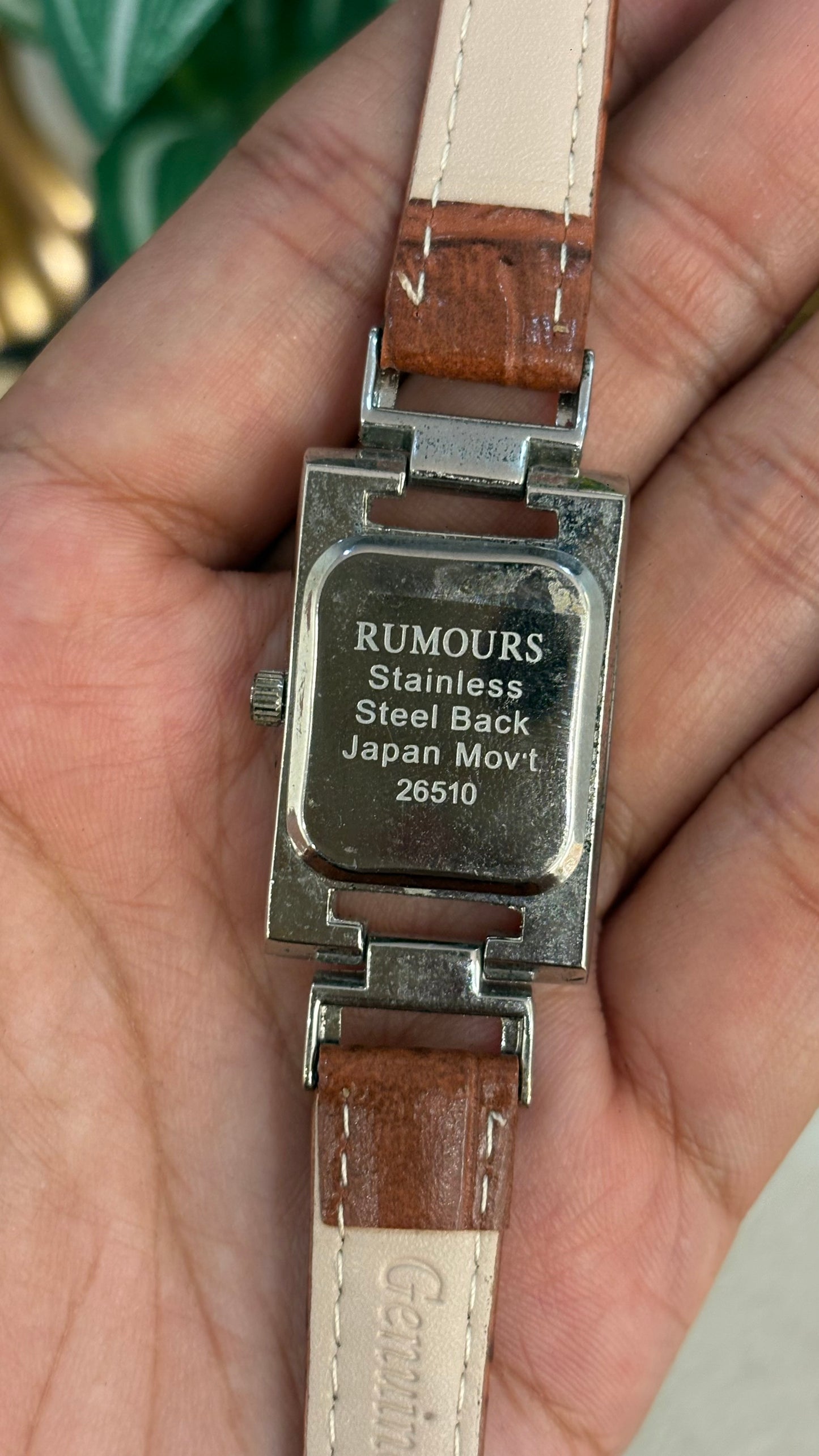 Vintage Rumours Tank Watch in Brown Leather Straps